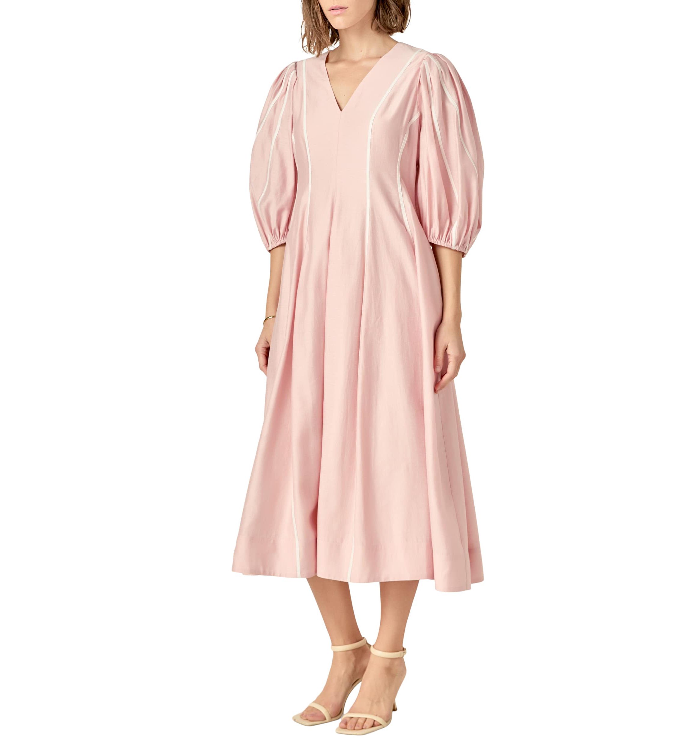 Contrast Binding Midi Dress