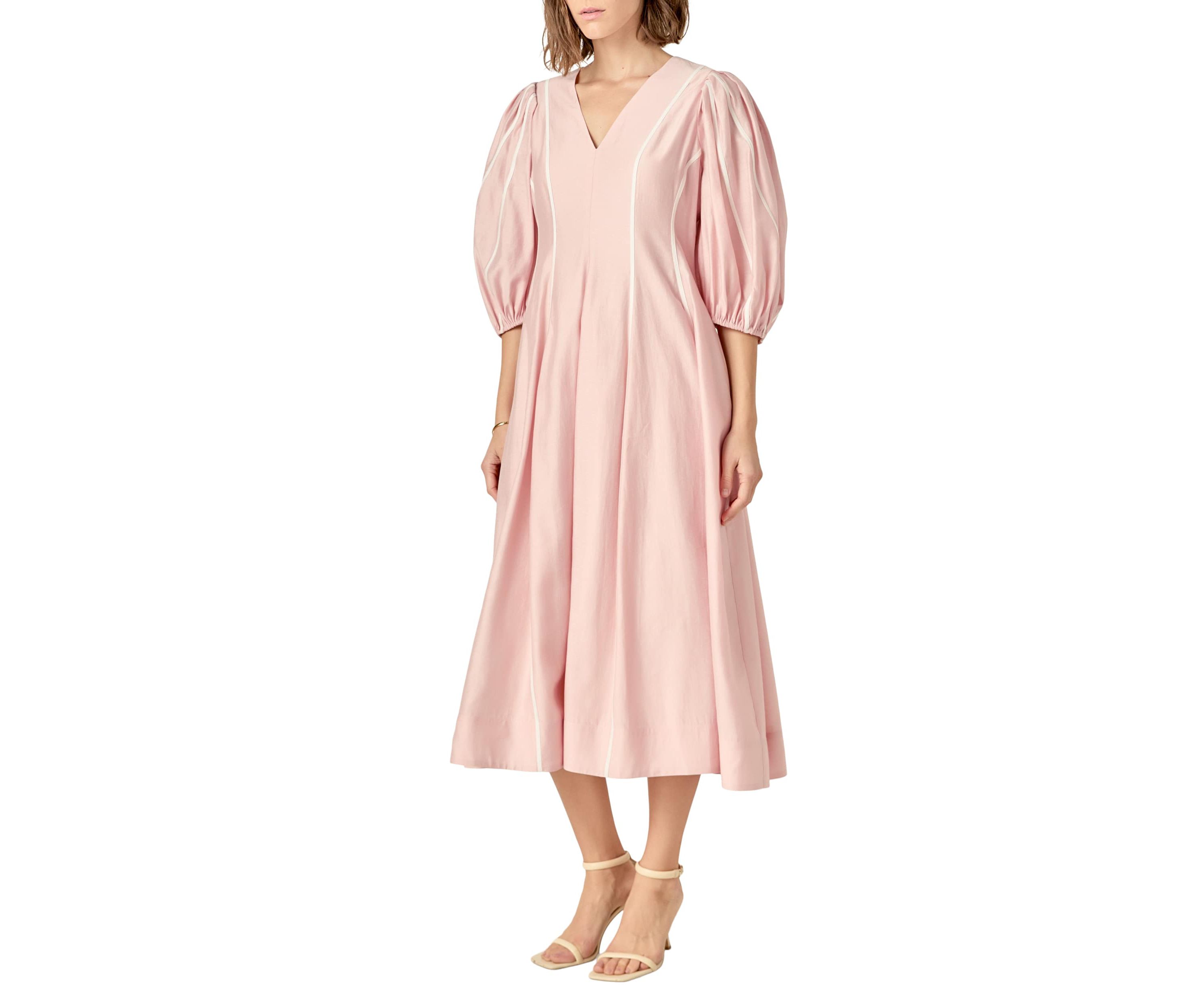 Contrast Binding Midi Dress