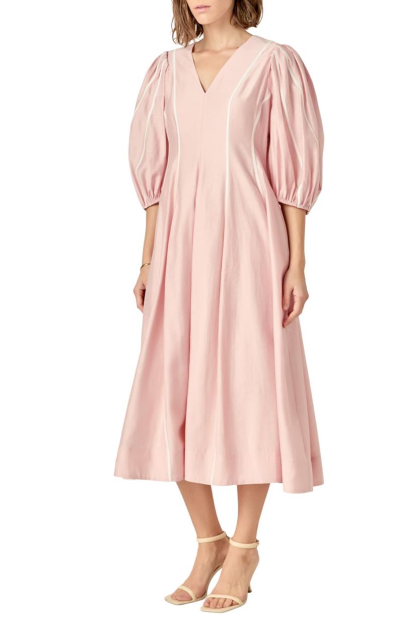 Contrast Binding Midi Dress