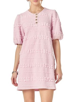 ENGLISH FACTORY Women's Smocked Mini Dress, Pink, Large