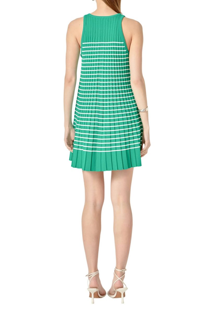 english factory green stripe dress English Factory Women's Cotton Stripe Halter Mini Dress