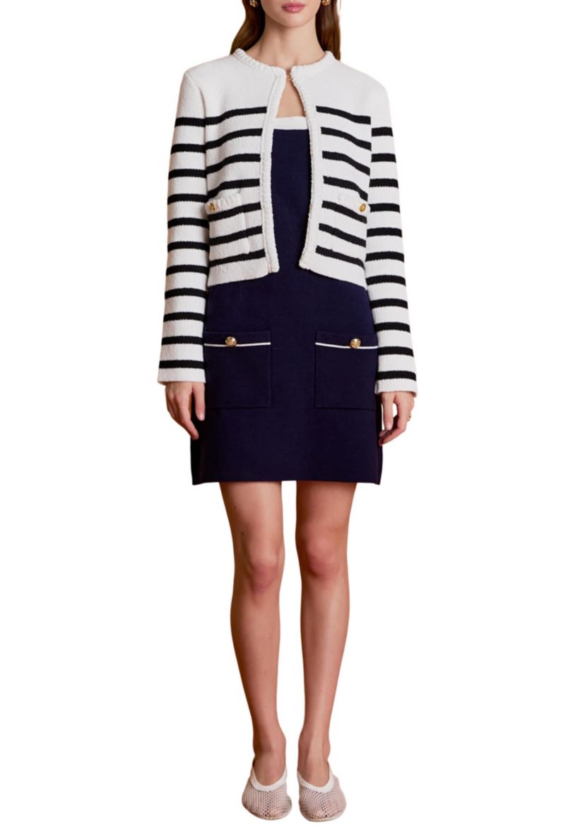 BRAIDED STRIPE CARDIGAN