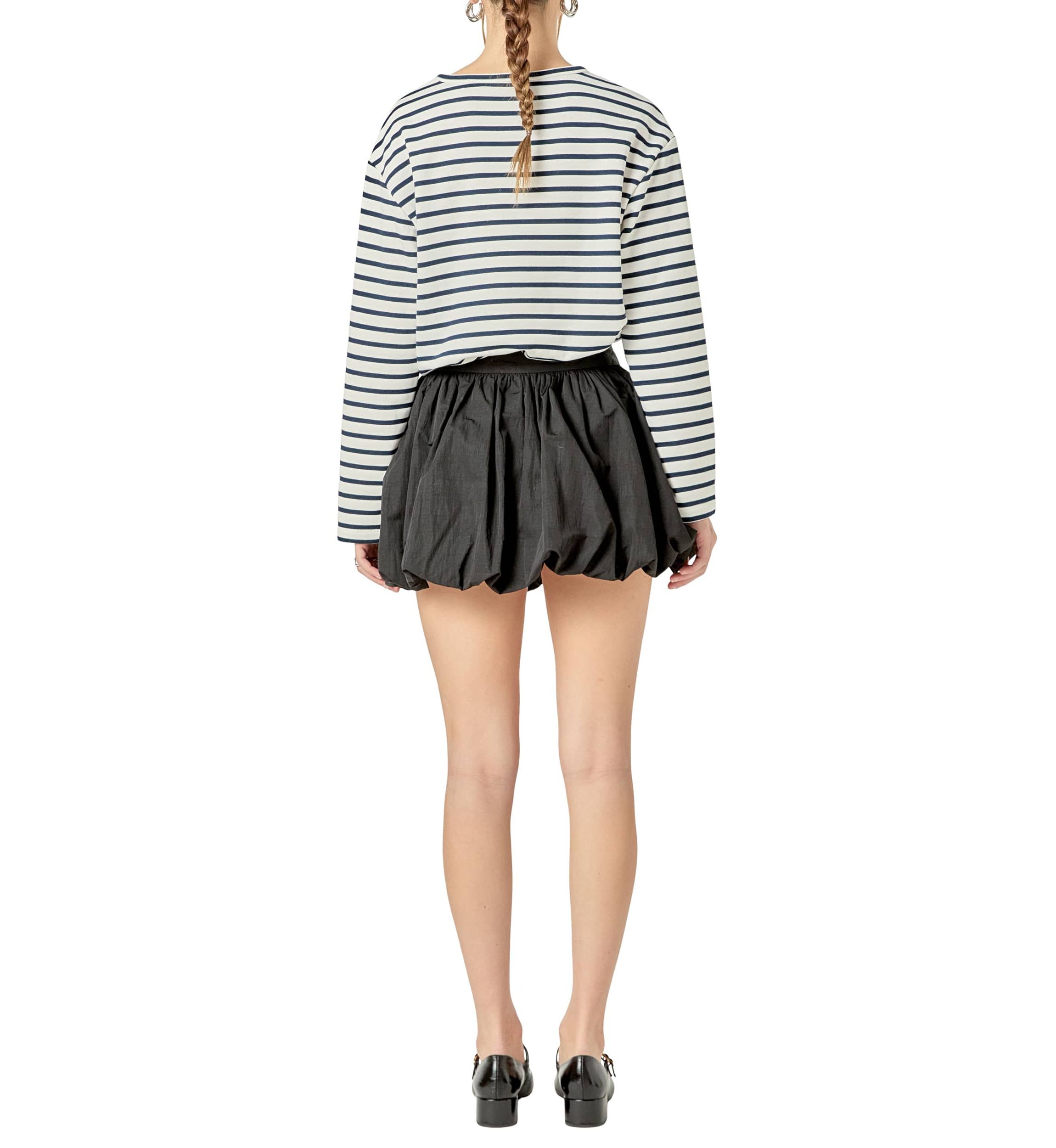 HEART EMBROIDERED STRIPE T SHIRT