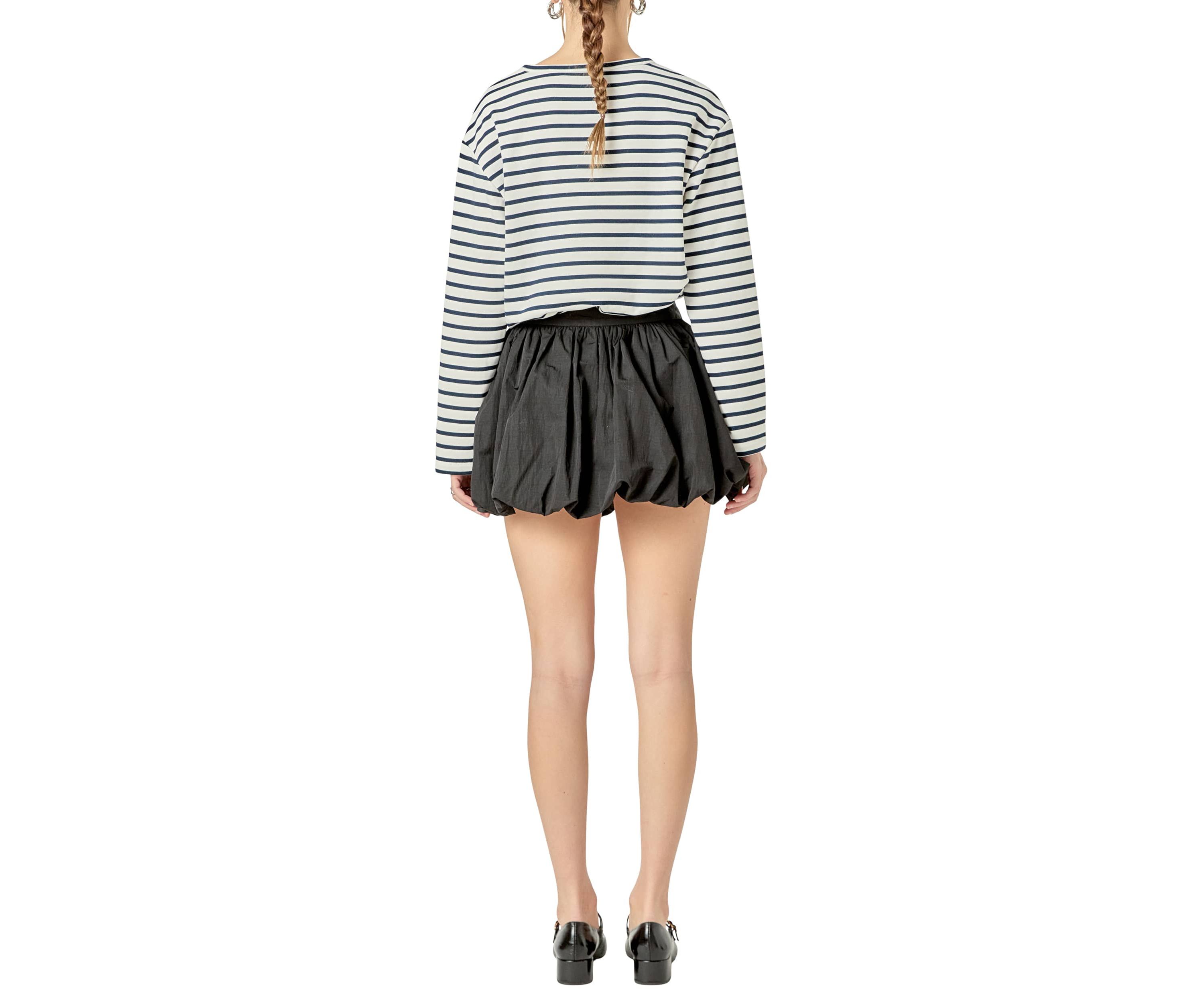HEART EMBROIDERED STRIPE T SHIRT