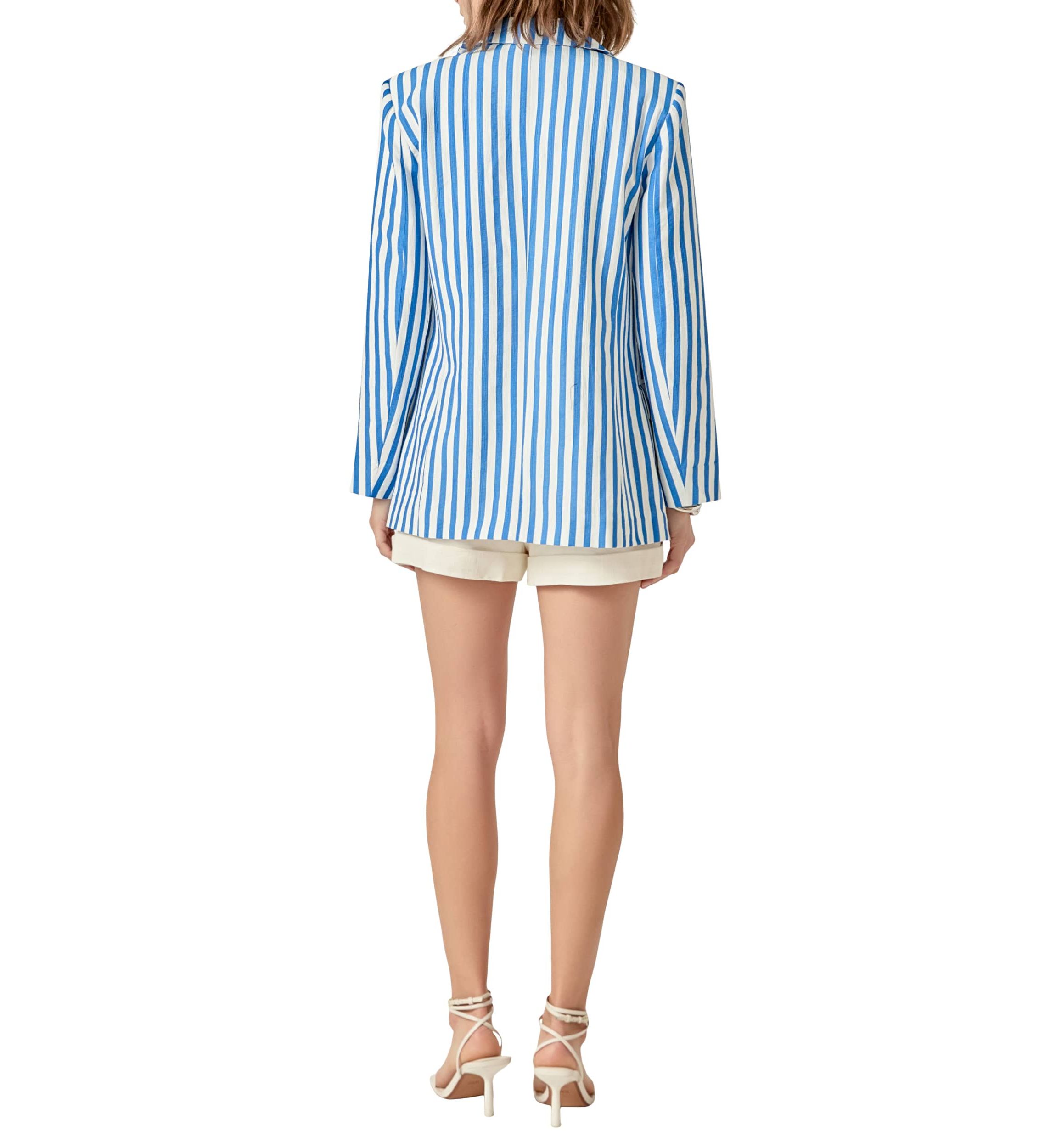 Striped Pocketed Blazer