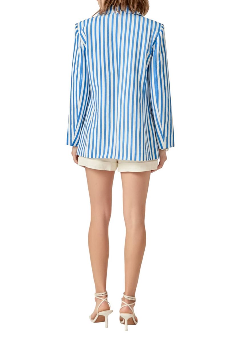 Striped Pocketed Blazer