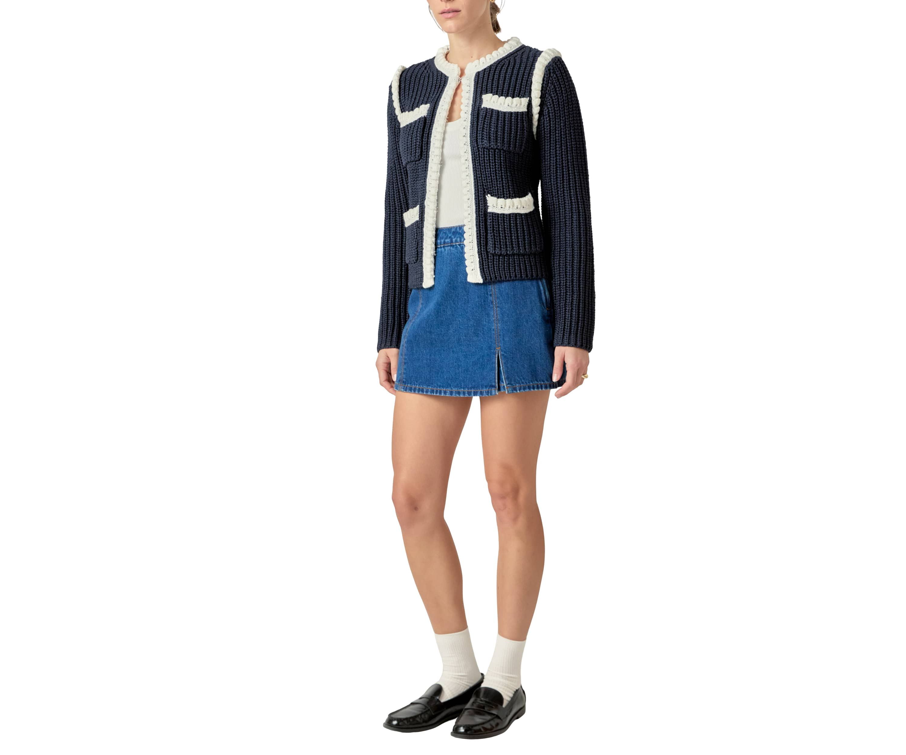 COLORBLOCK BRAIDED CARDIGAN