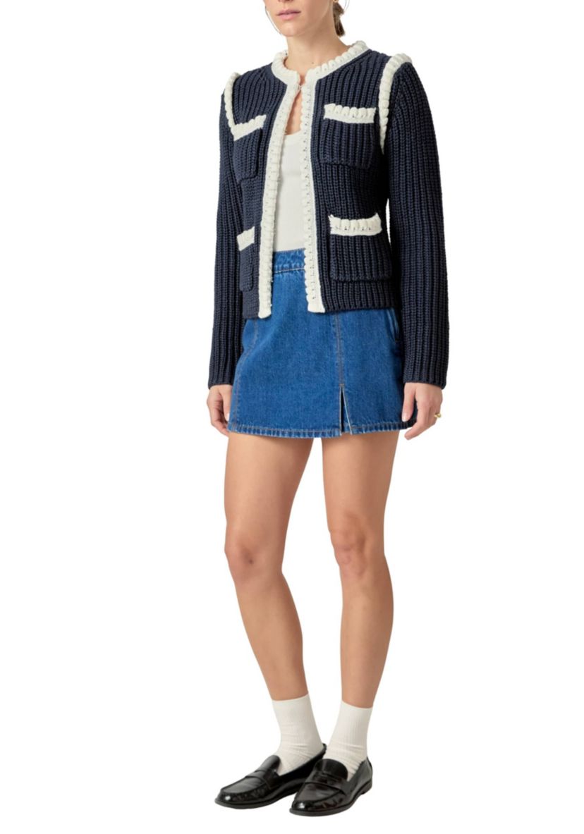 COLORBLOCK BRAIDED CARDIGAN