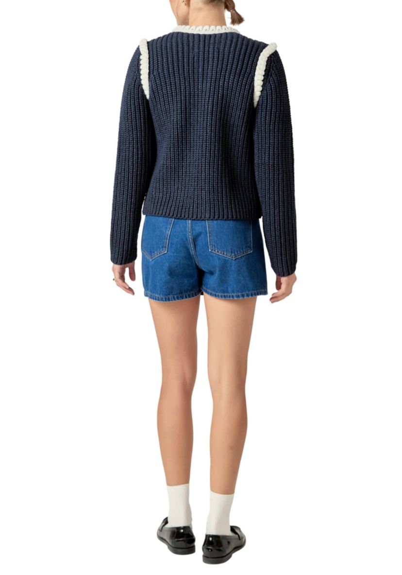 COLORBLOCK BRAIDED CARDIGAN