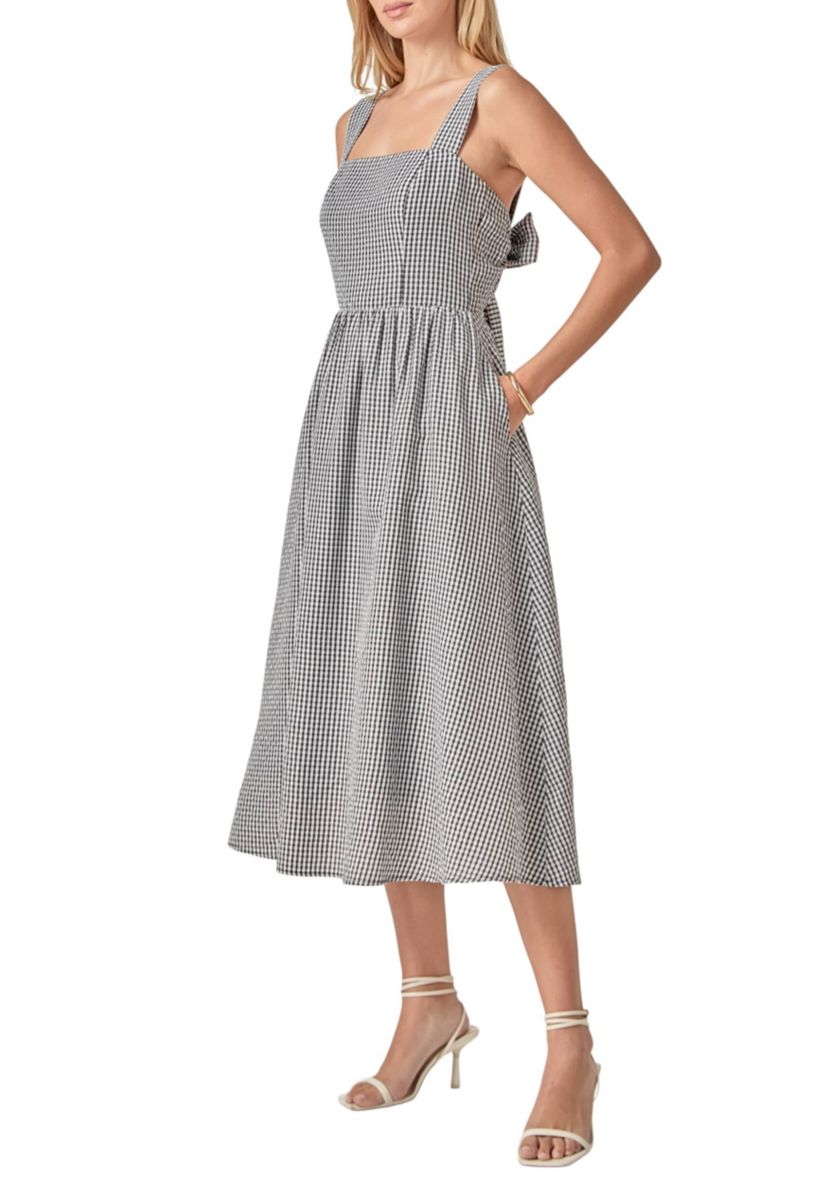 GINGHAM CHECK SQUARE NECK DRESS