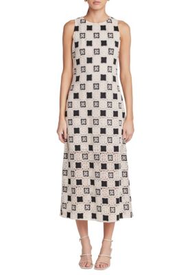 ENGLISH FACTORY Women's CROCHET PATCHWORK SLEEVELESS DRESS, Large