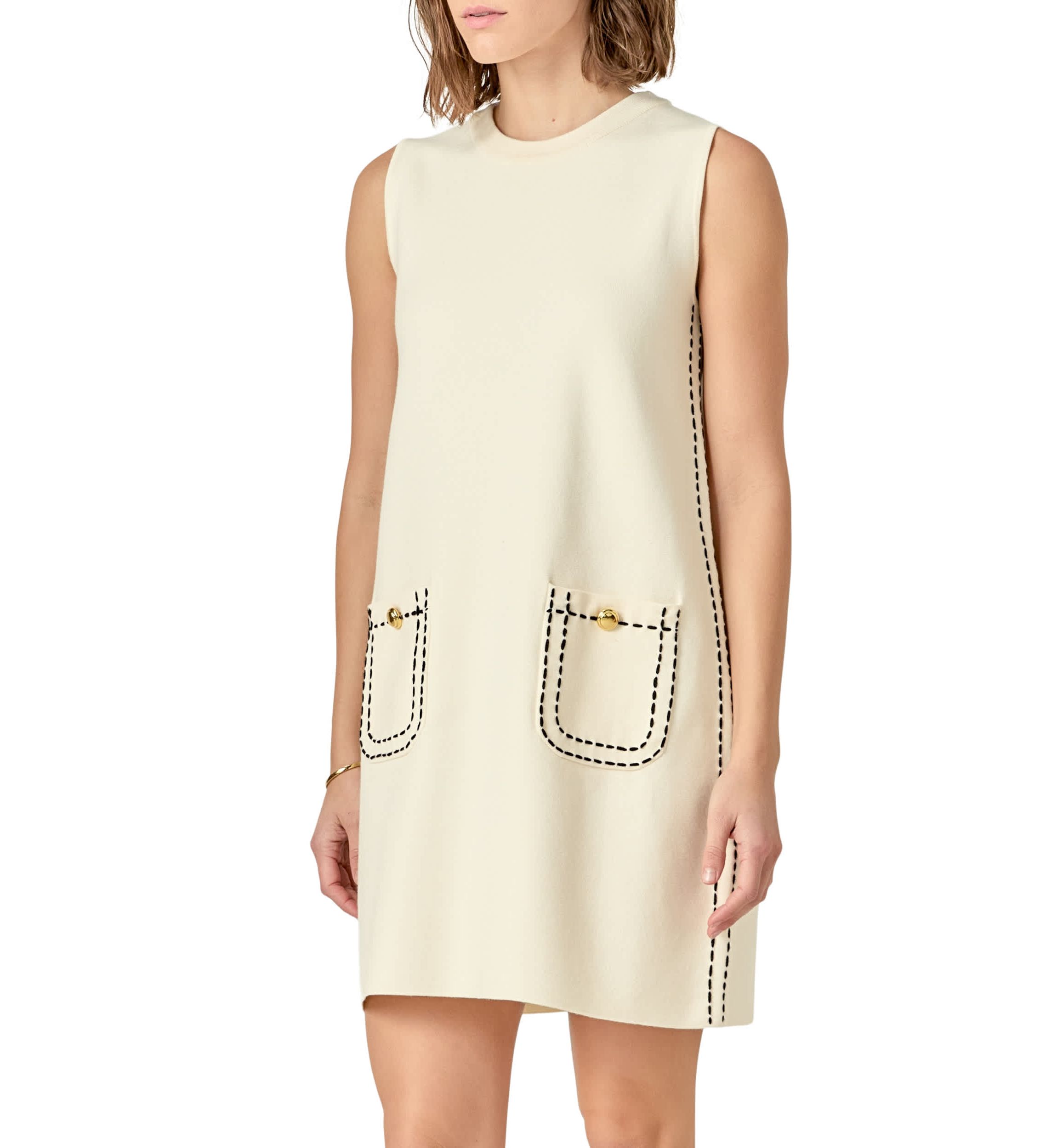 STITCH DETAIL KNIT MINI DRESS