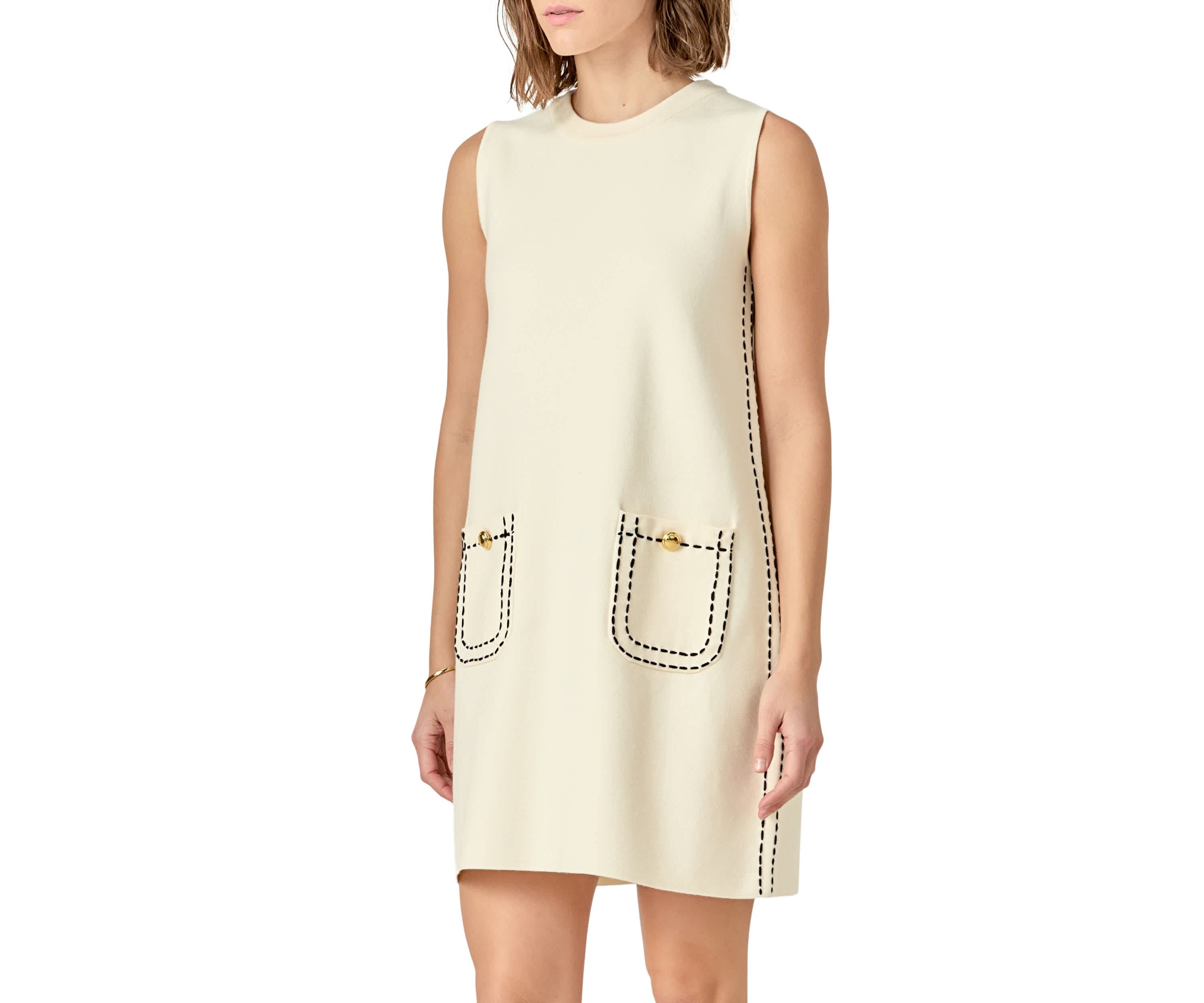 STITCH DETAIL KNIT MINI DRESS