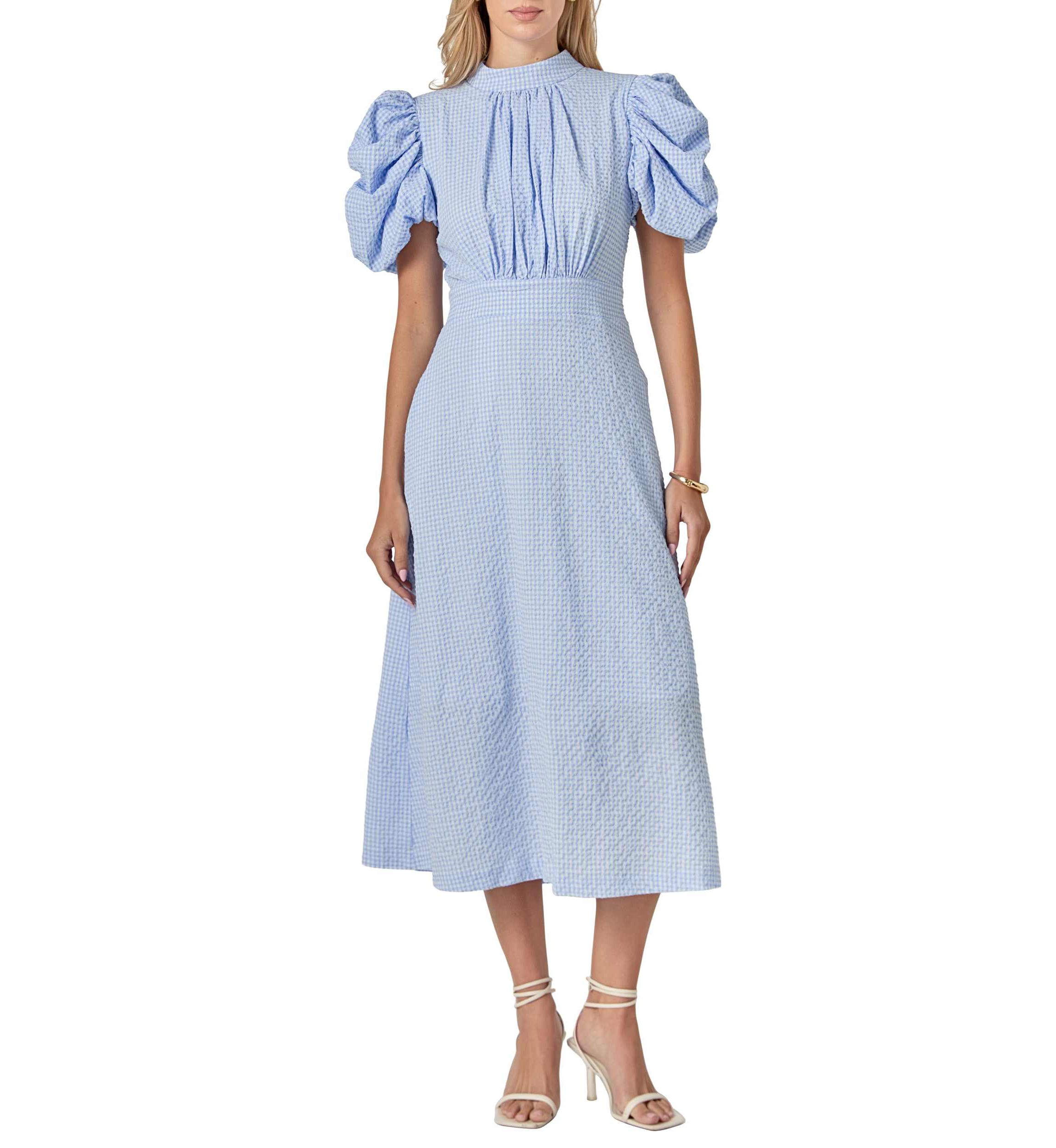 OPEN CHECK DRESS