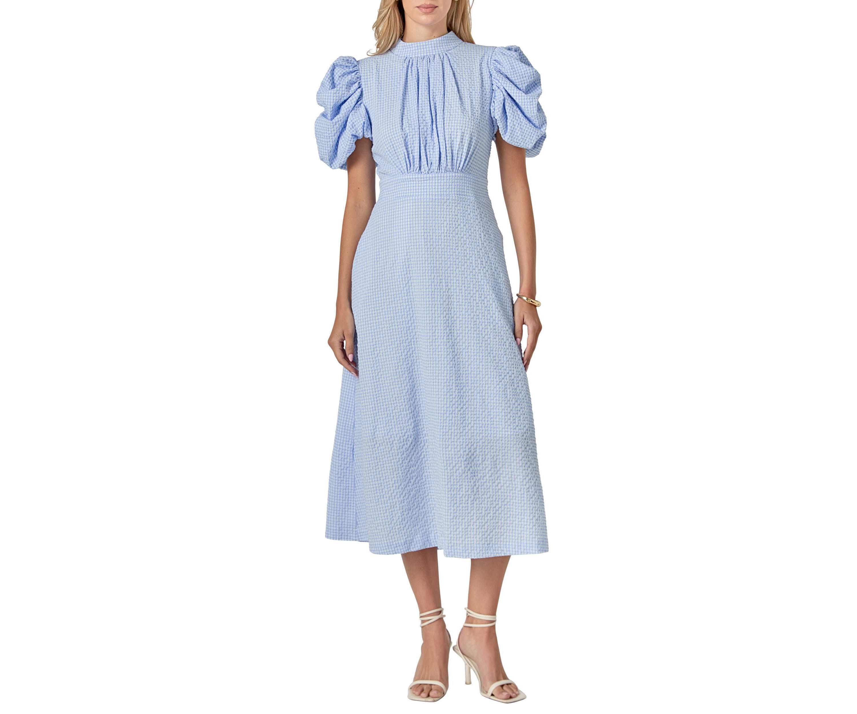 OPEN CHECK DRESS