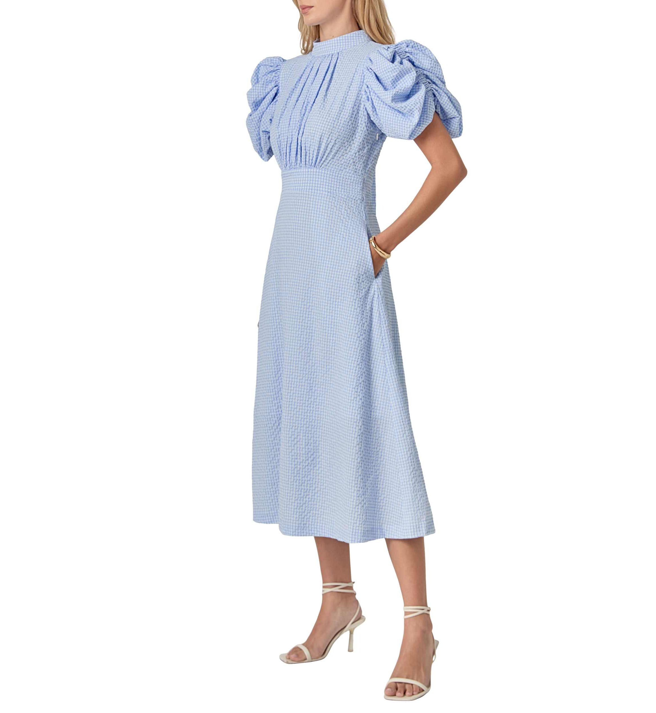 OPEN CHECK DRESS