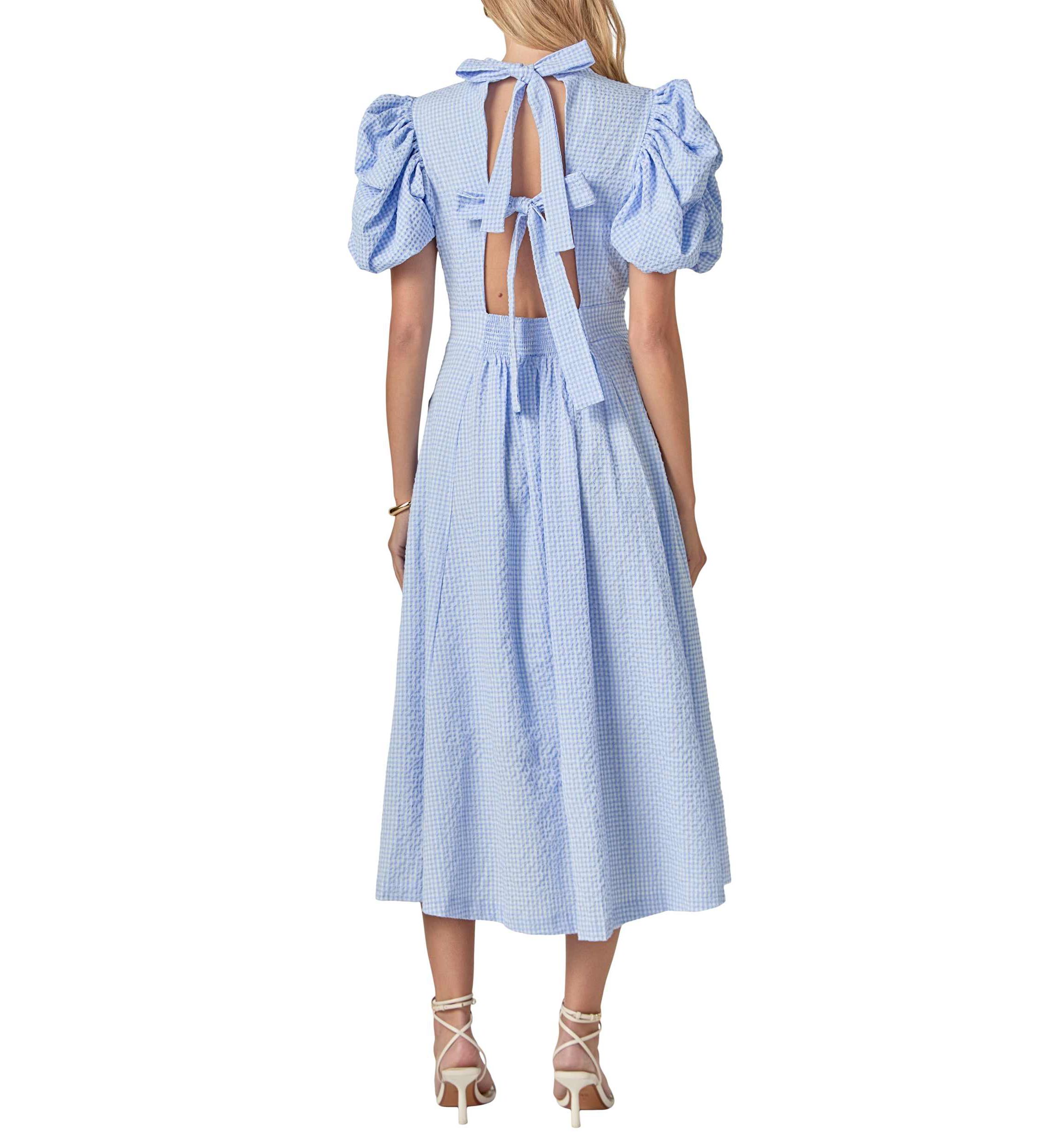OPEN CHECK DRESS