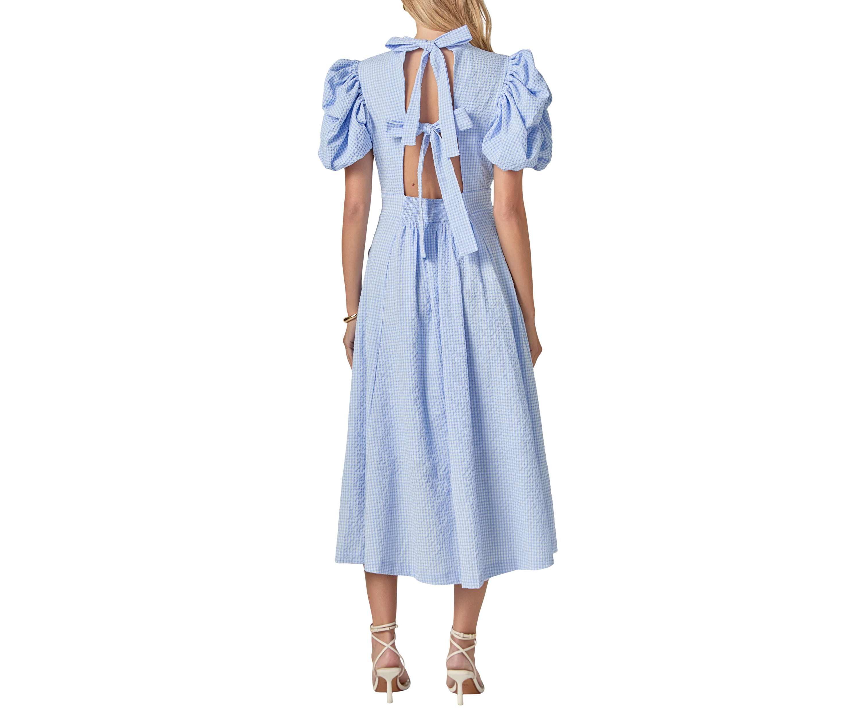 OPEN CHECK DRESS