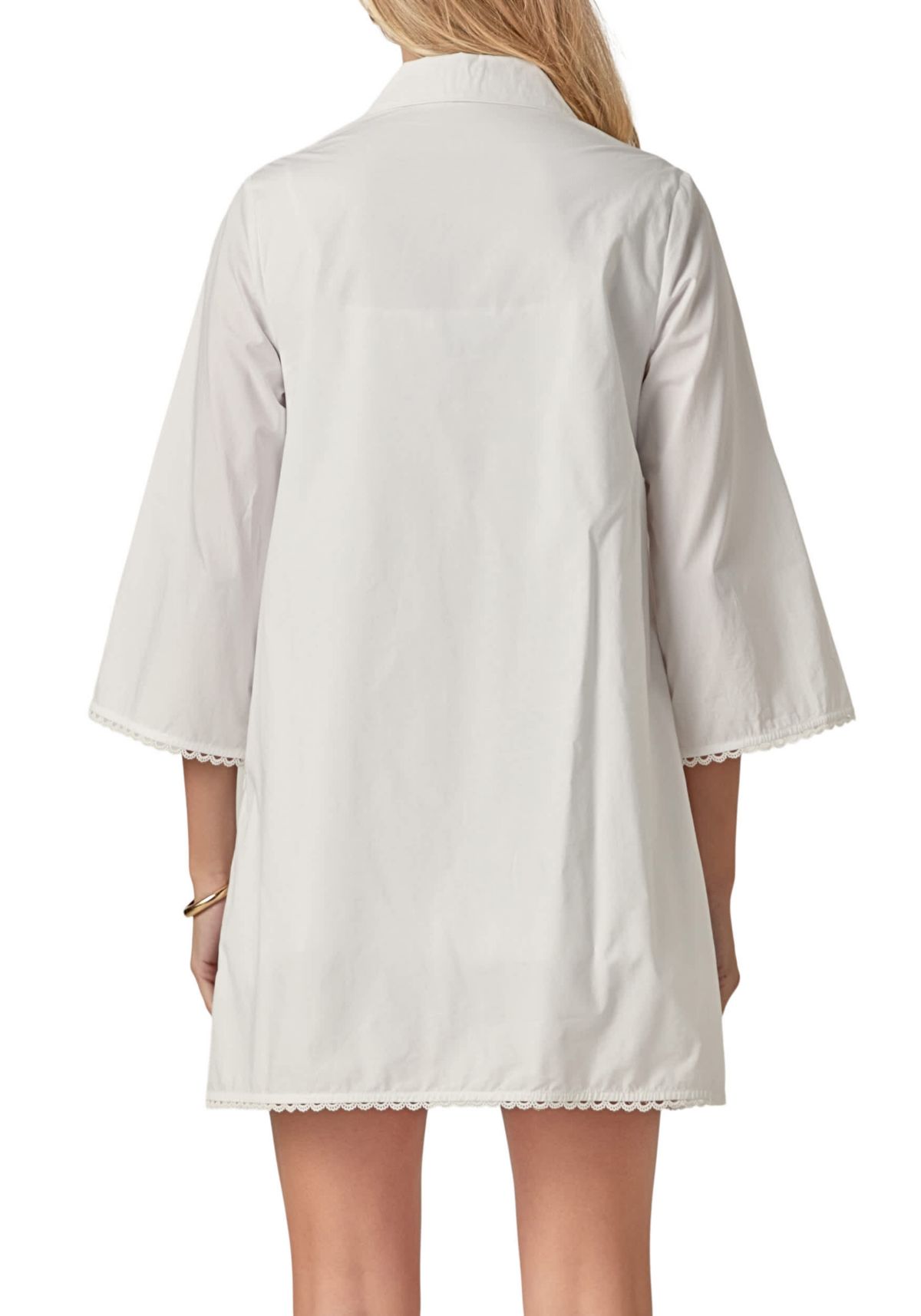 LACE TRIMMED SHIRT MINI DRESS