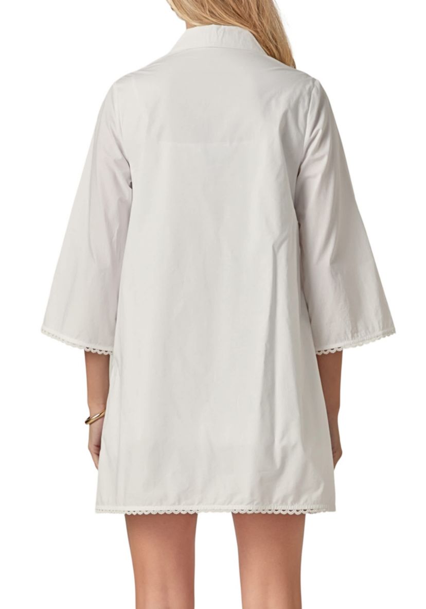 LACE TRIMMED SHIRT MINI DRESS