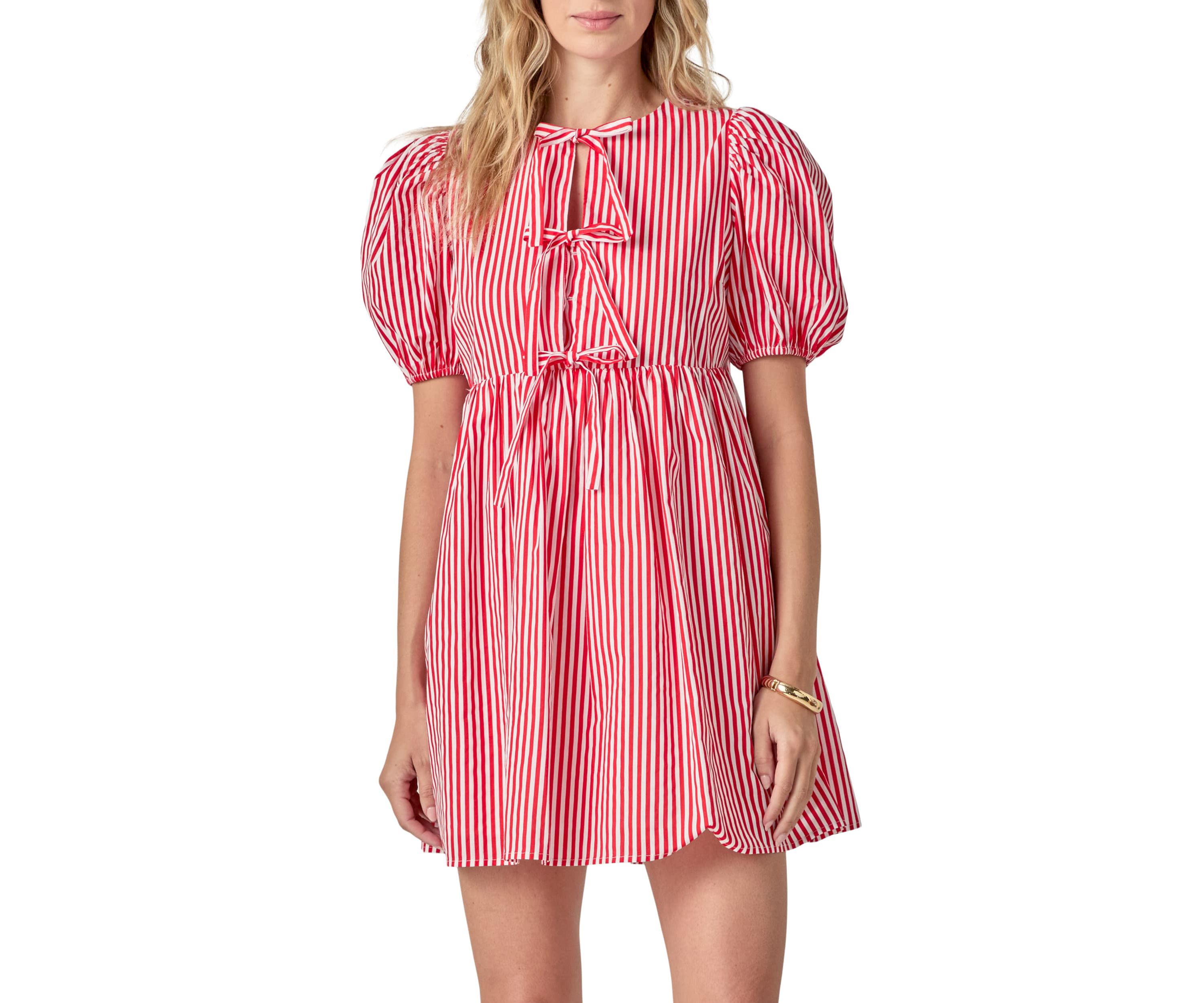 STRIPE SLEEVELESS BOW DRESS