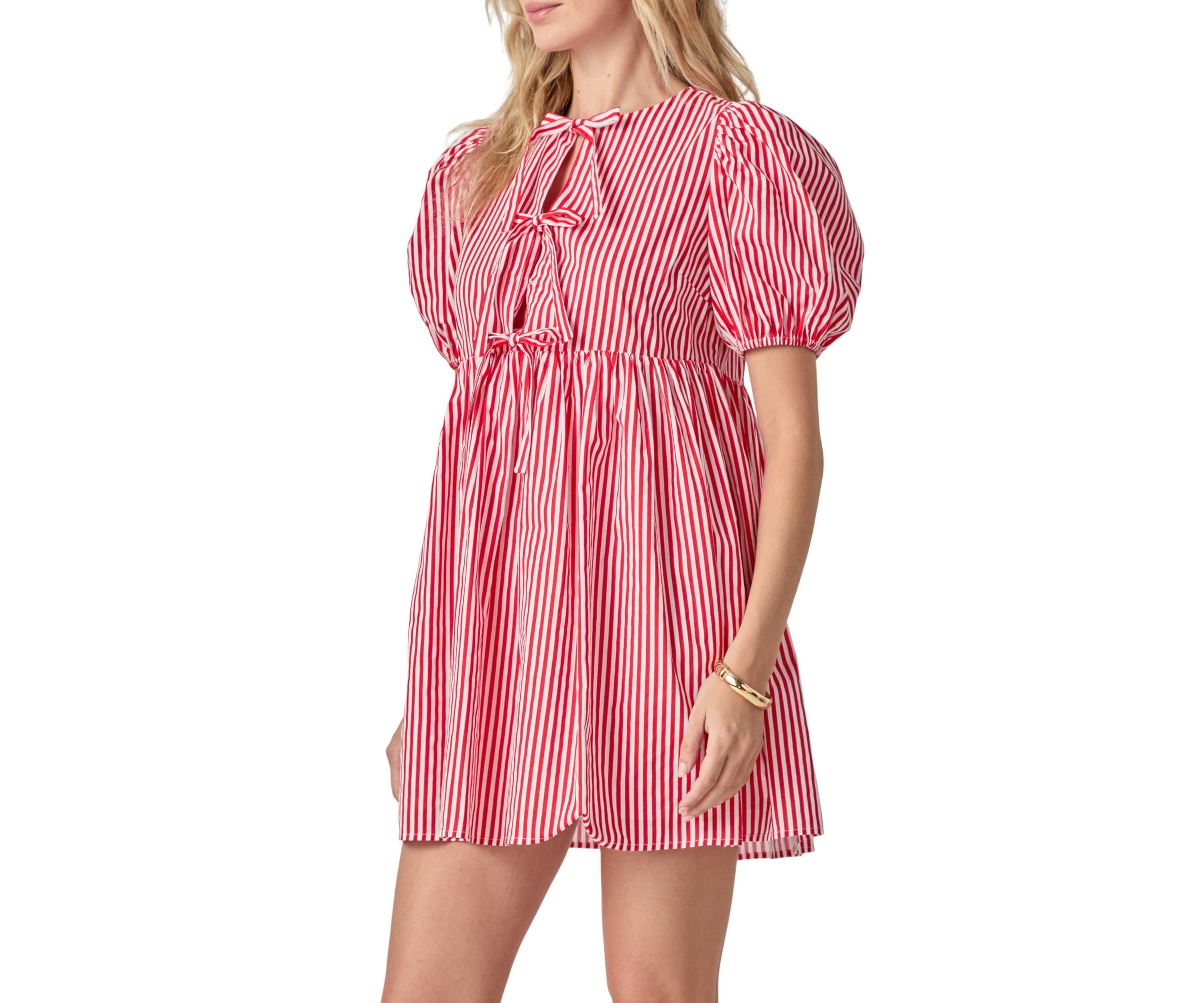 STRIPE SLEEVELESS BOW DRESS