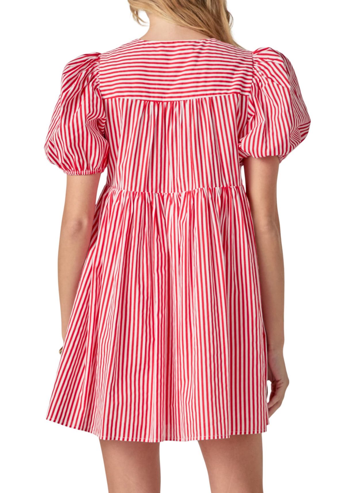 STRIPE SLEEVELESS BOW DRESS