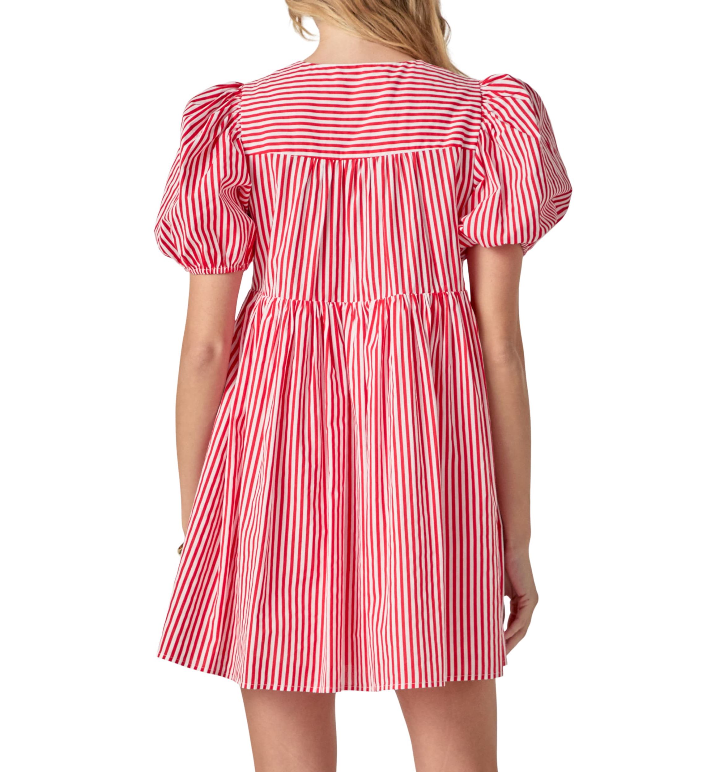 STRIPE SLEEVELESS BOW DRESS