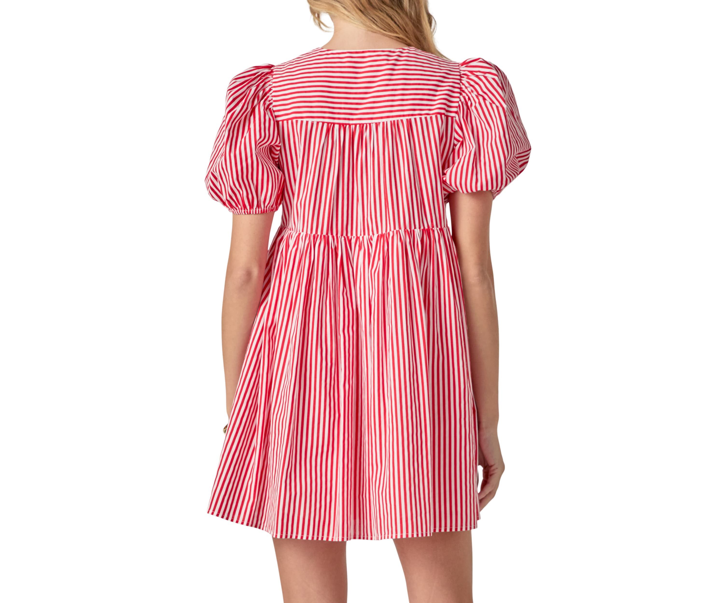 STRIPE SLEEVELESS BOW DRESS