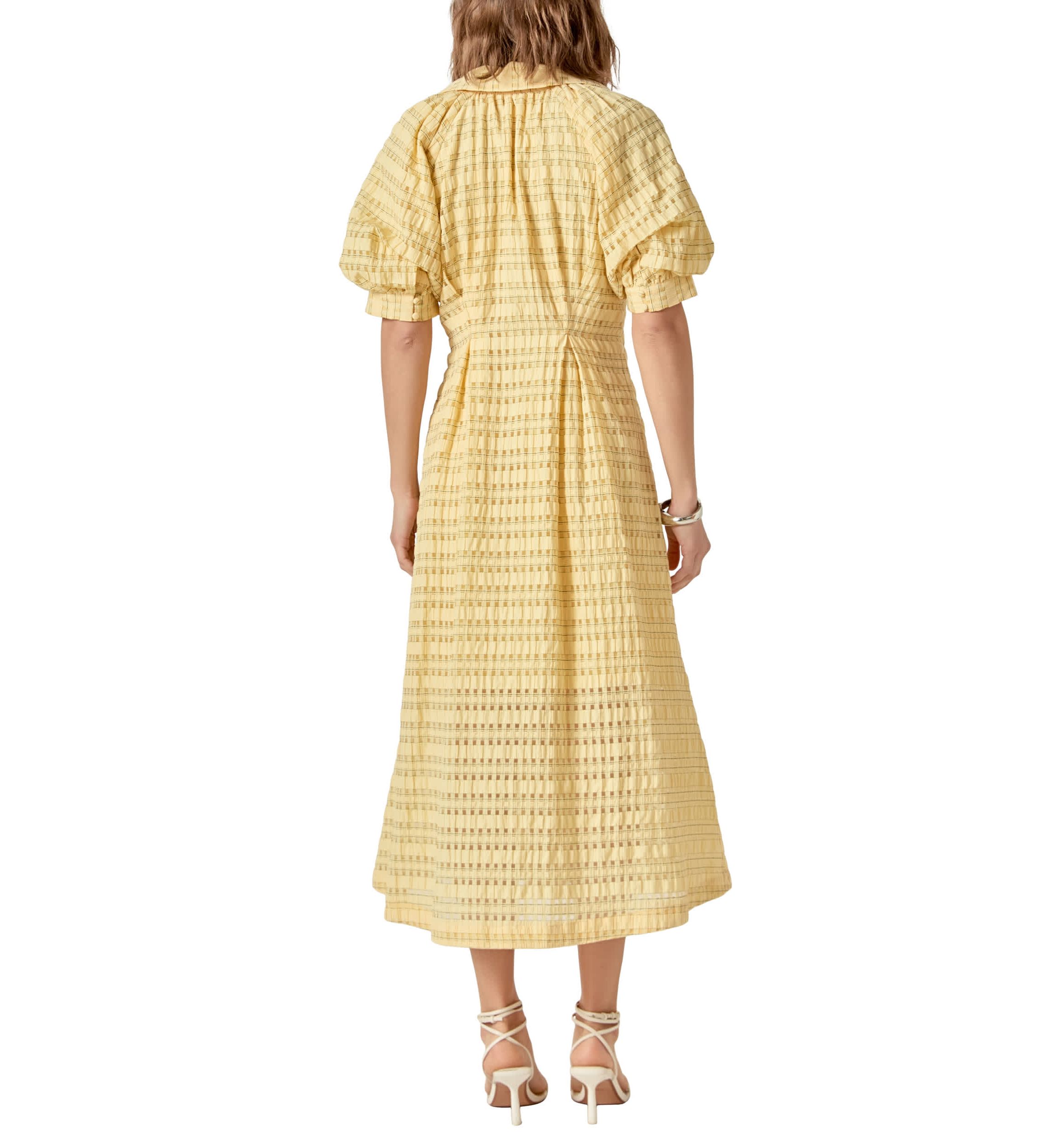 SEERSUCKER CHECK MIDI DRESS