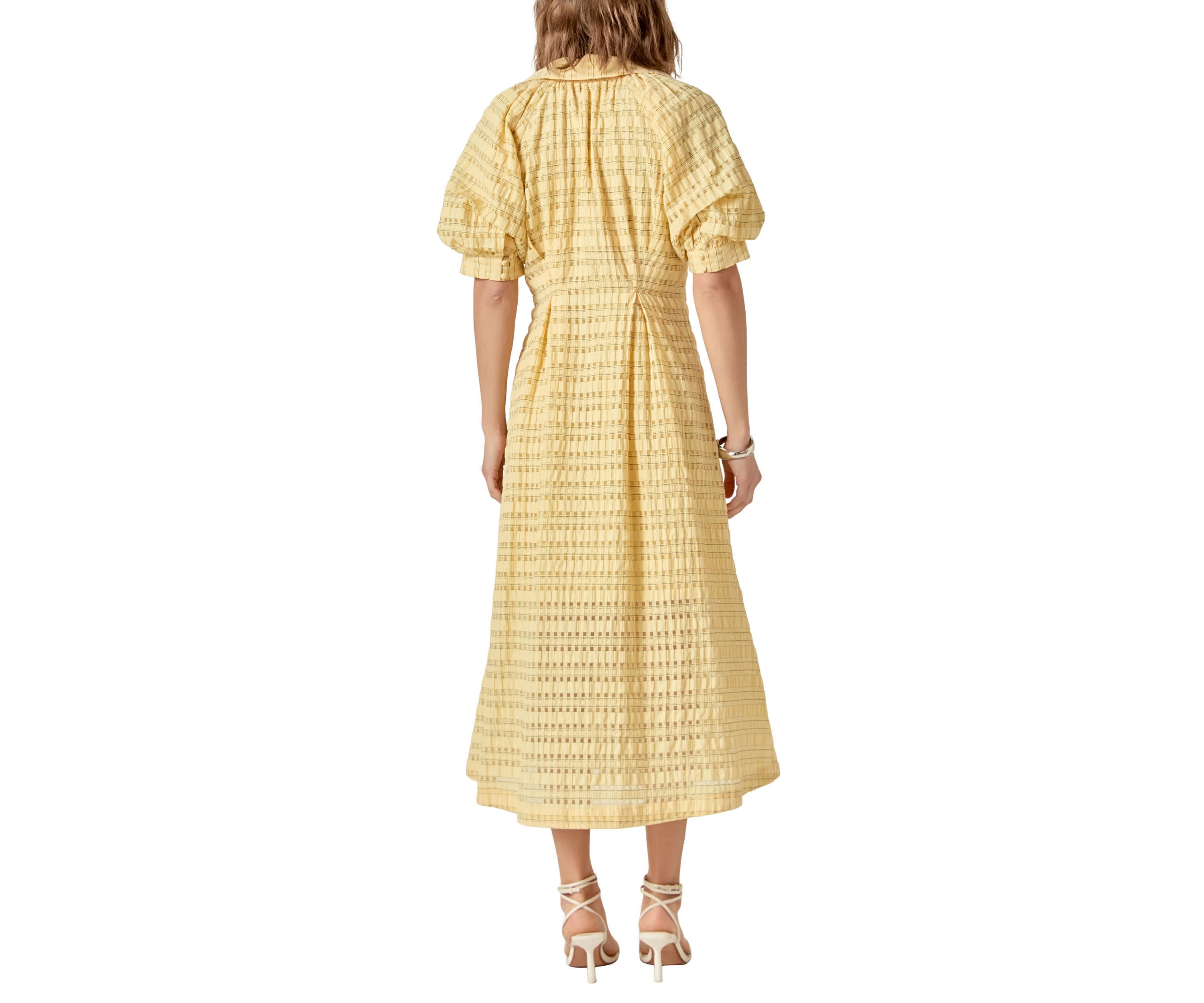 SEERSUCKER CHECK MIDI DRESS