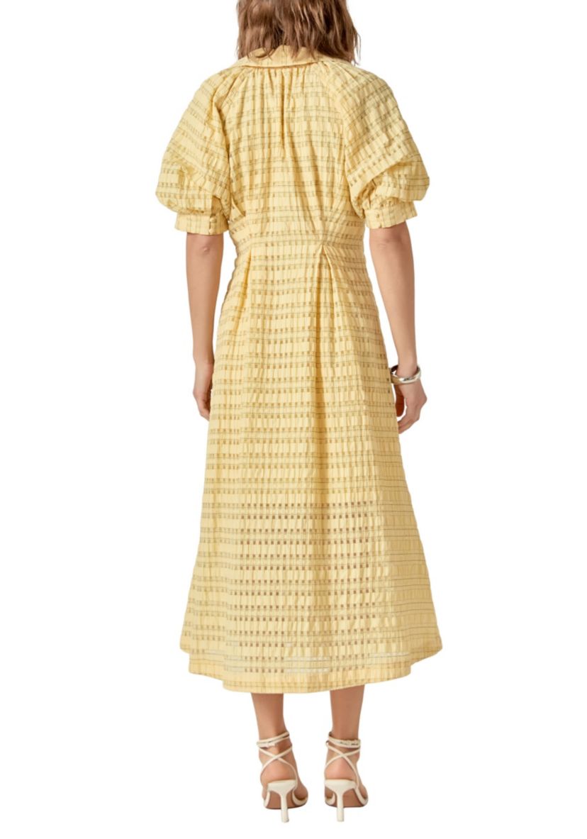 SEERSUCKER CHECK MIDI DRESS