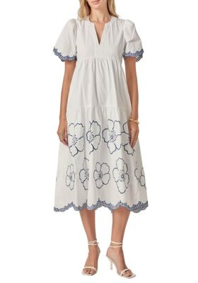ENGLISH FACTORY Women's EMBROIDERED MIDI DRESS, Medium
