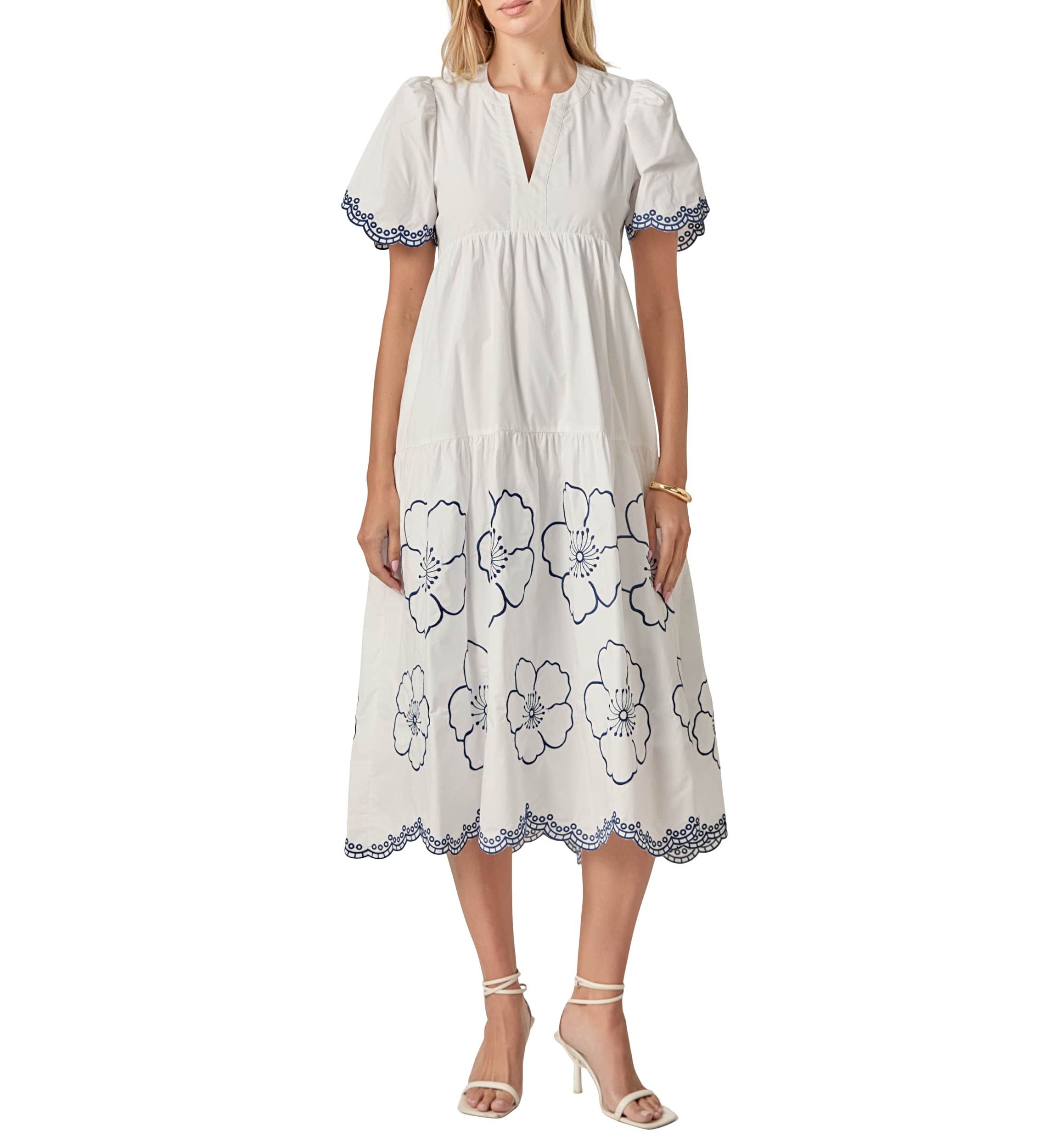 EMBROIDERED MIDI DRESS