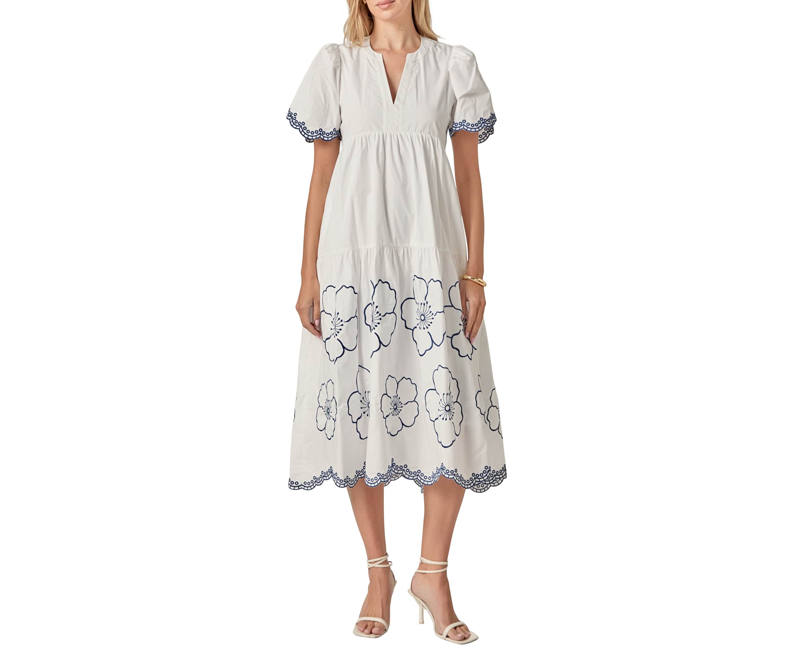 EMBROIDERED MIDI DRESS