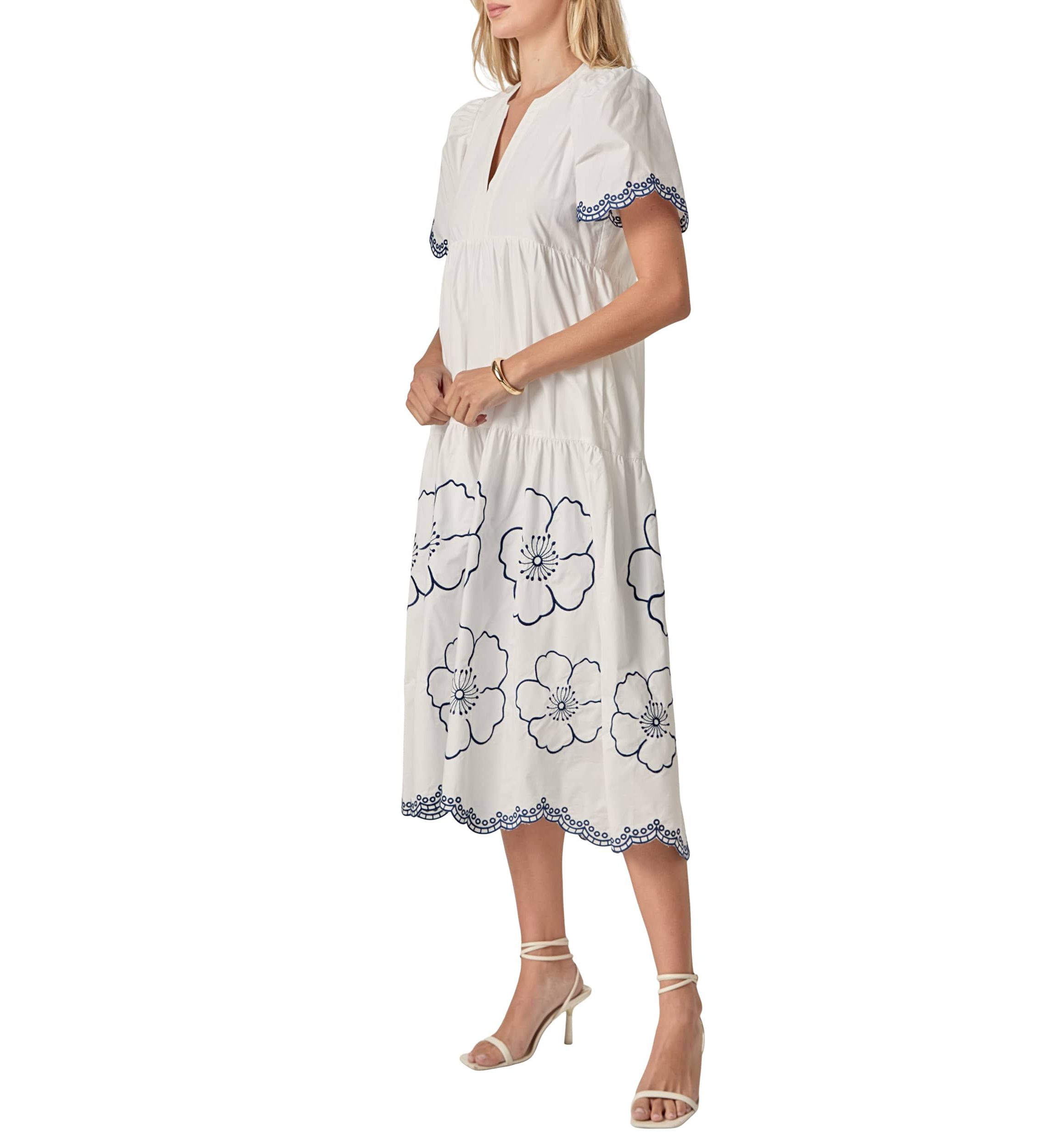 EMBROIDERED MIDI DRESS