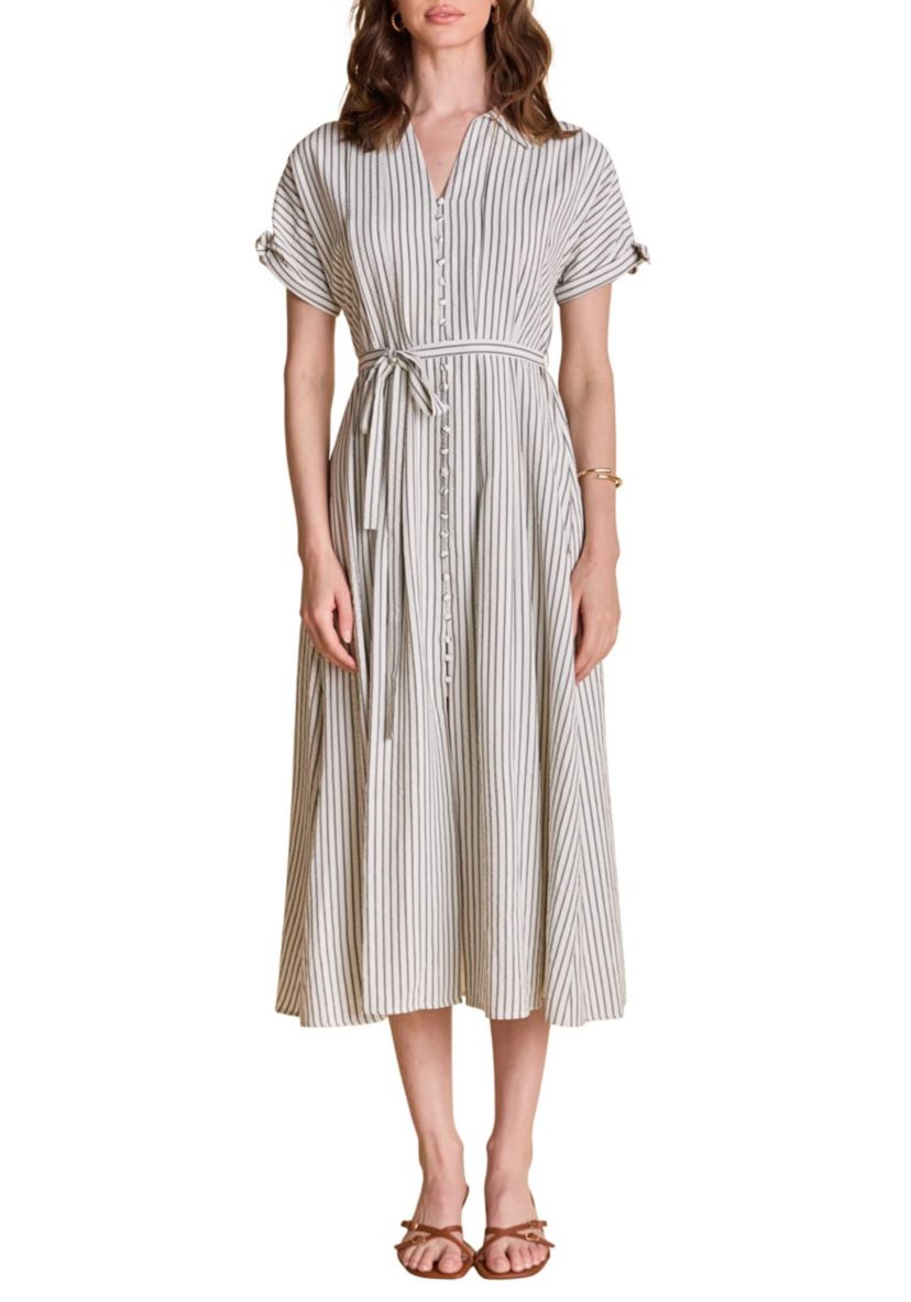 STRIPE MIDI SHIRT DRESS