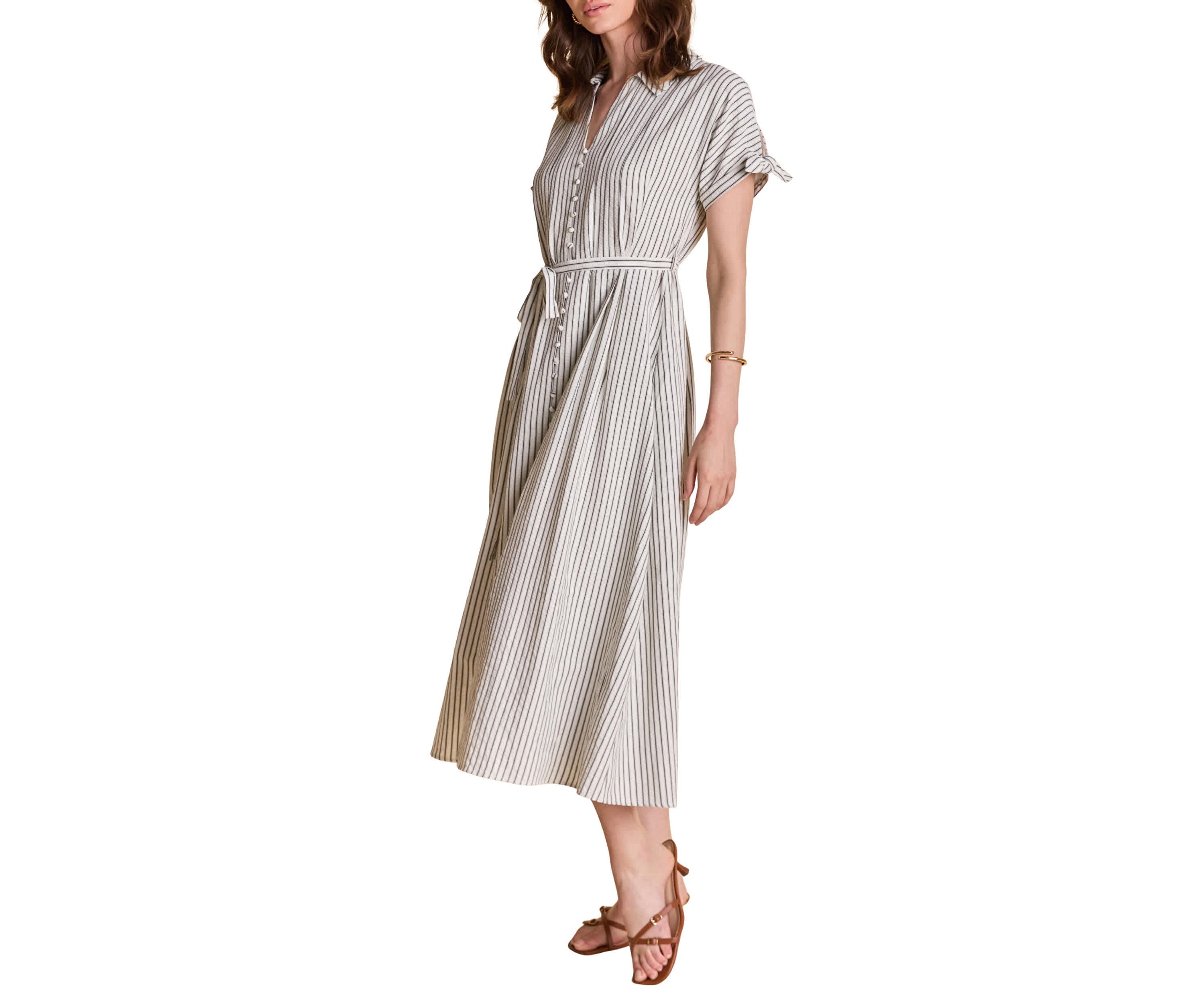 STRIPE MIDI SHIRT DRESS