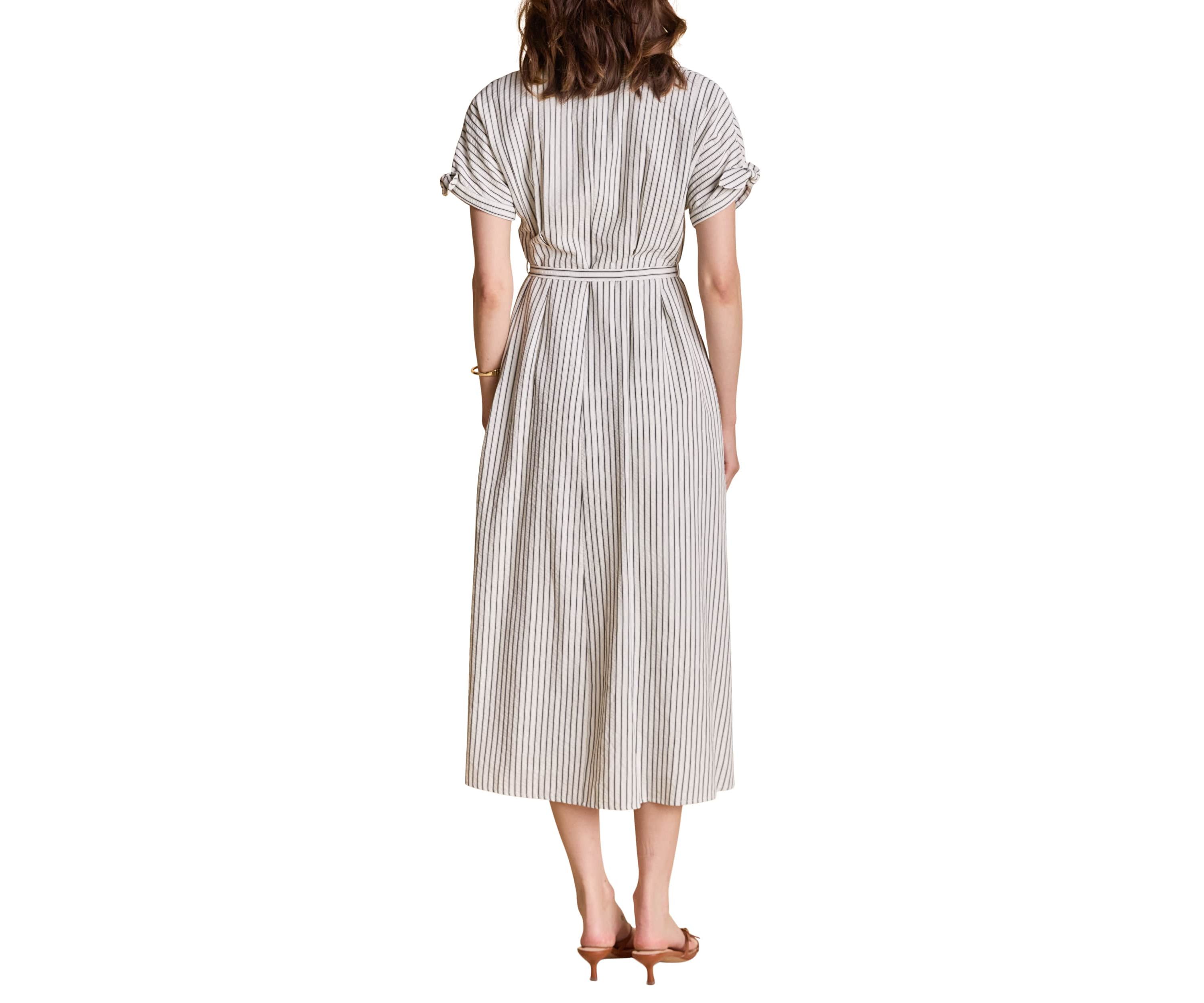 STRIPE MIDI SHIRT DRESS