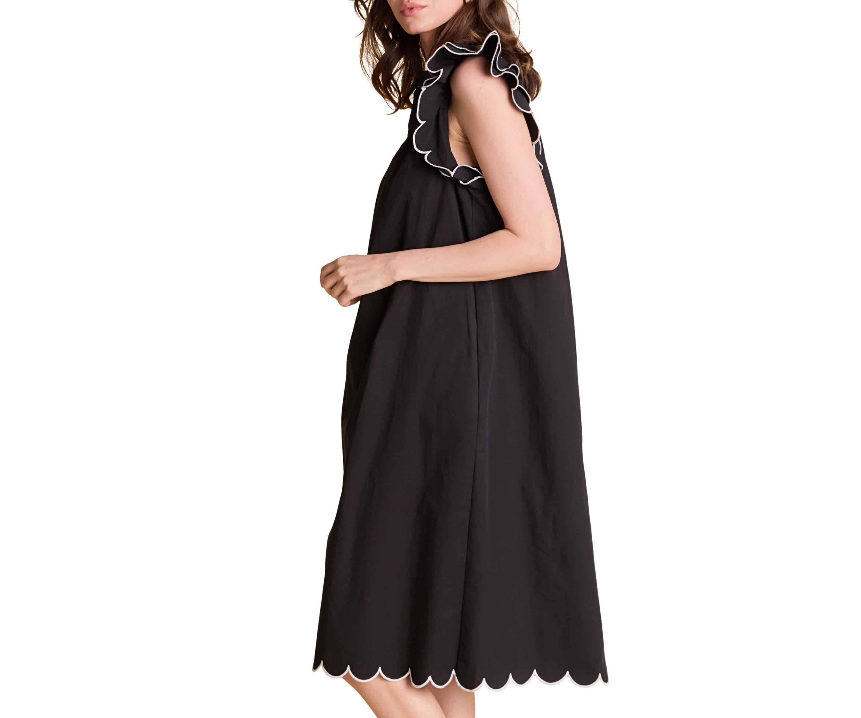 SCALLOP MIDI DRESS