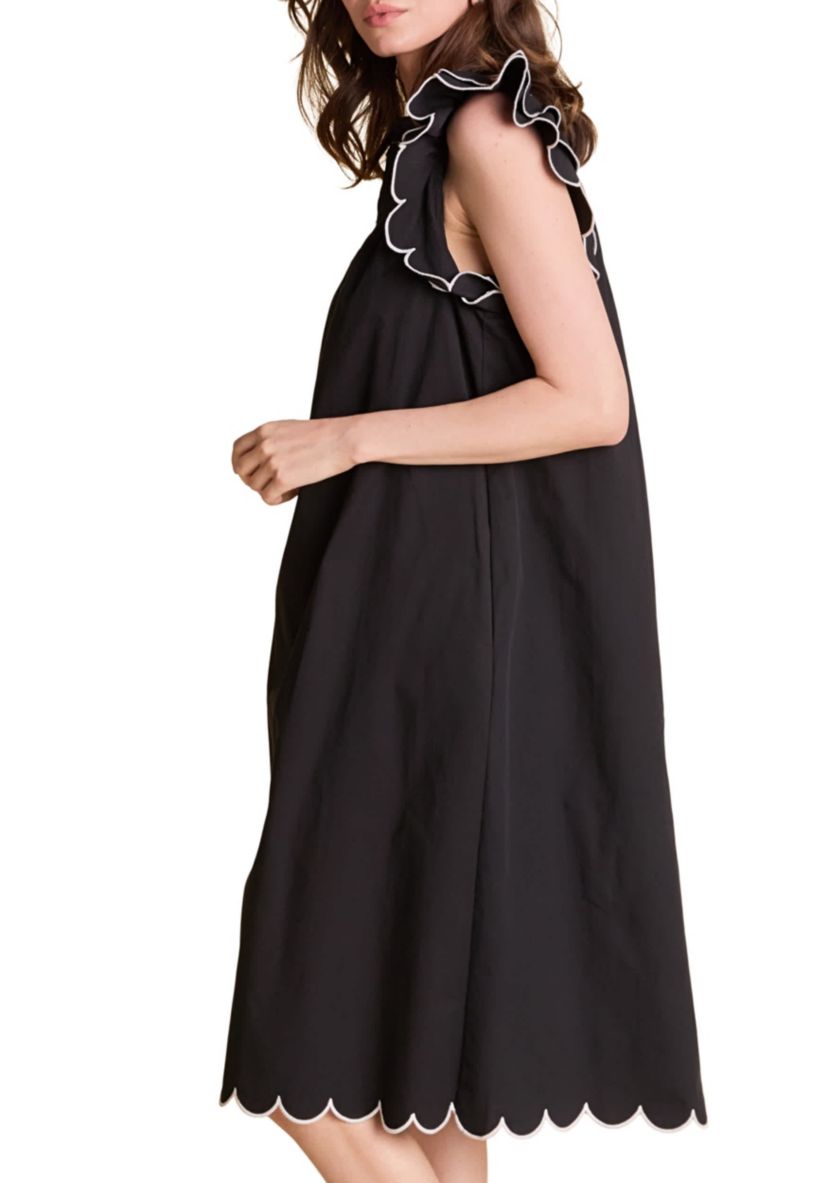 SCALLOP MIDI DRESS