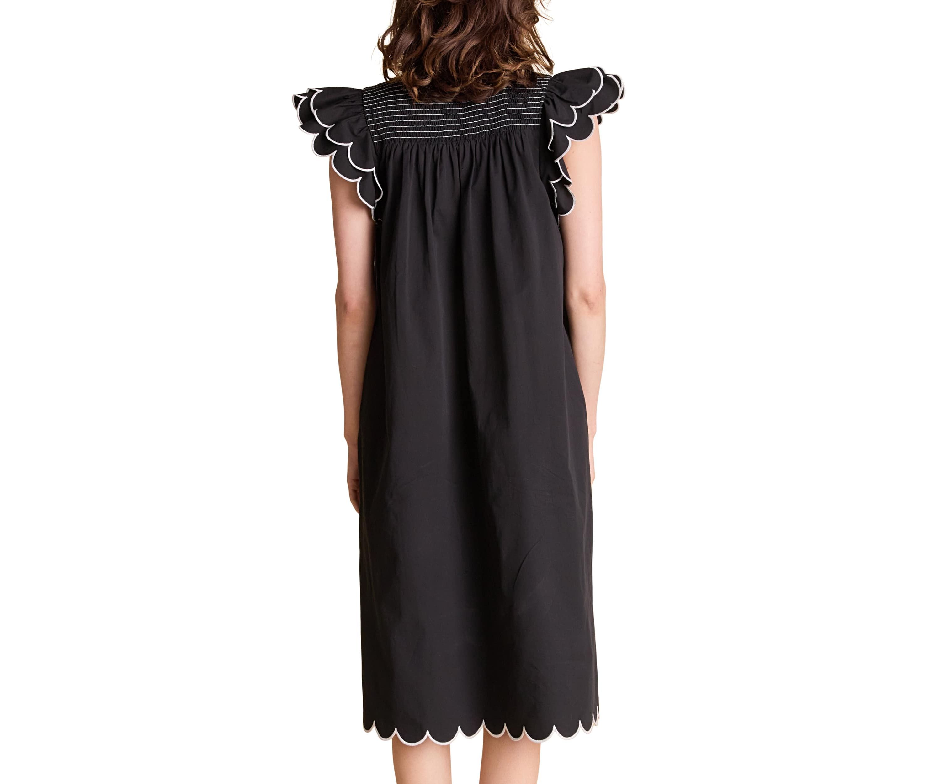 SCALLOP MIDI DRESS