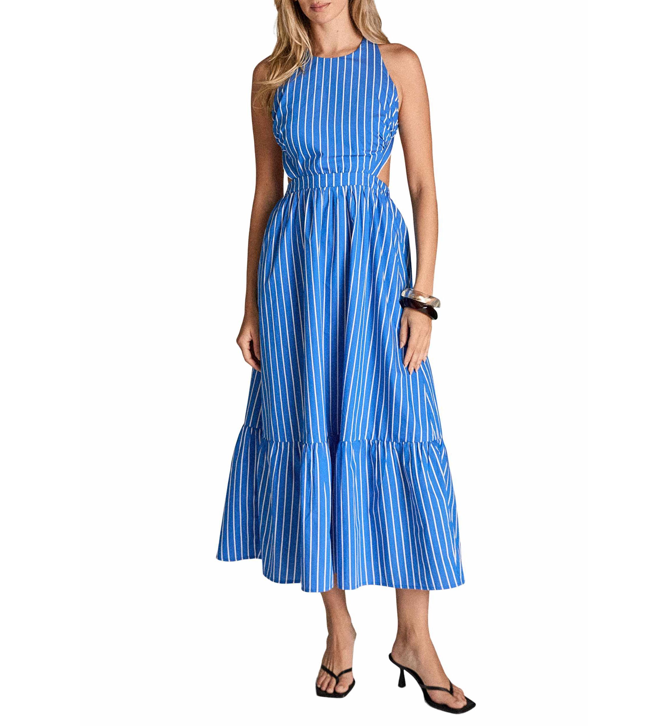 Elastic Detail Sleeveless Dress