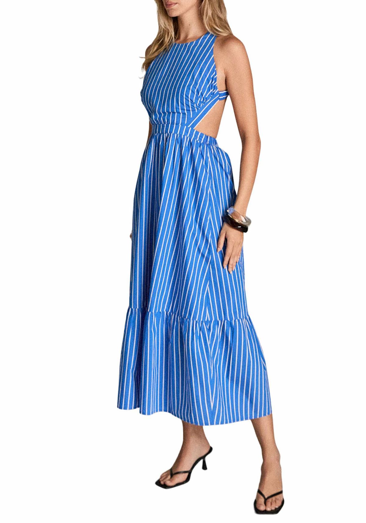 Elastic Detail Sleeveless Dress