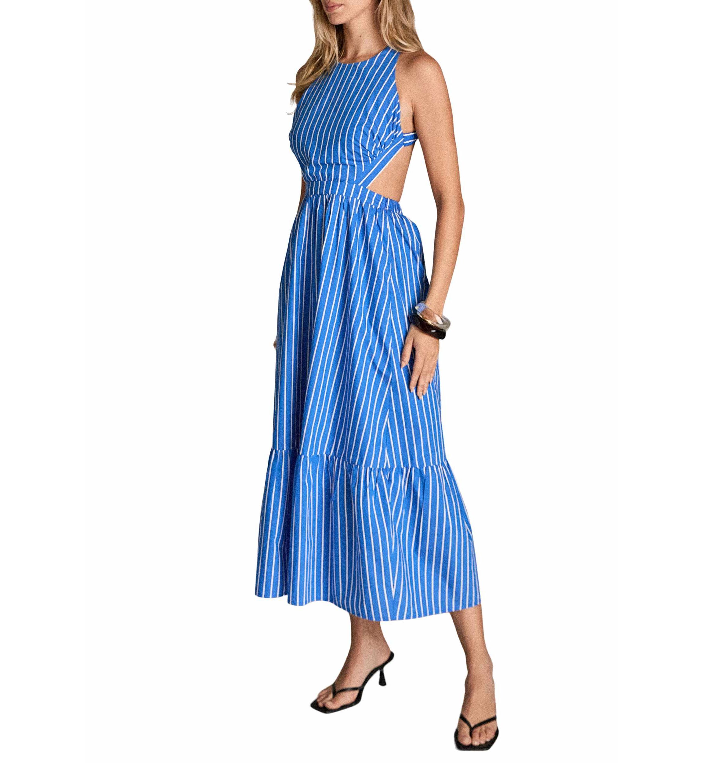 Elastic Detail Sleeveless Dress
