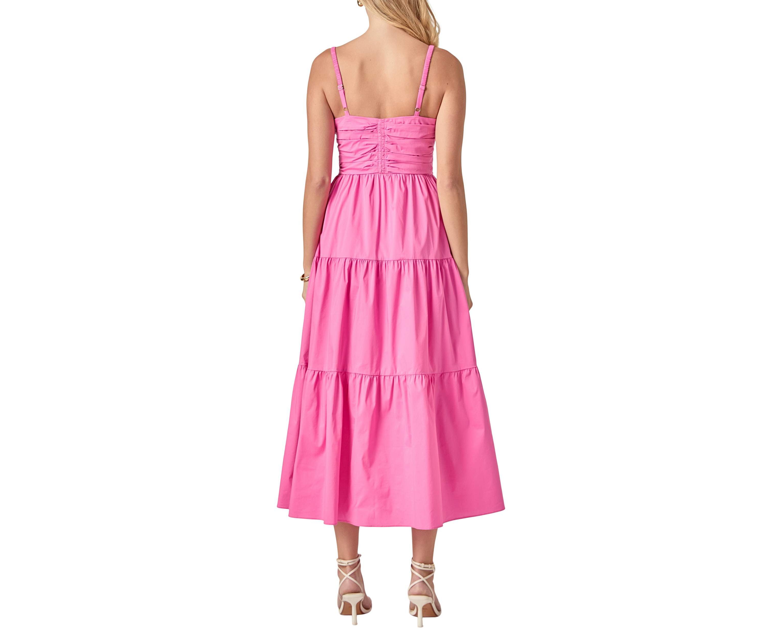 SLEEVELESS RUCHED MIDI DRESS