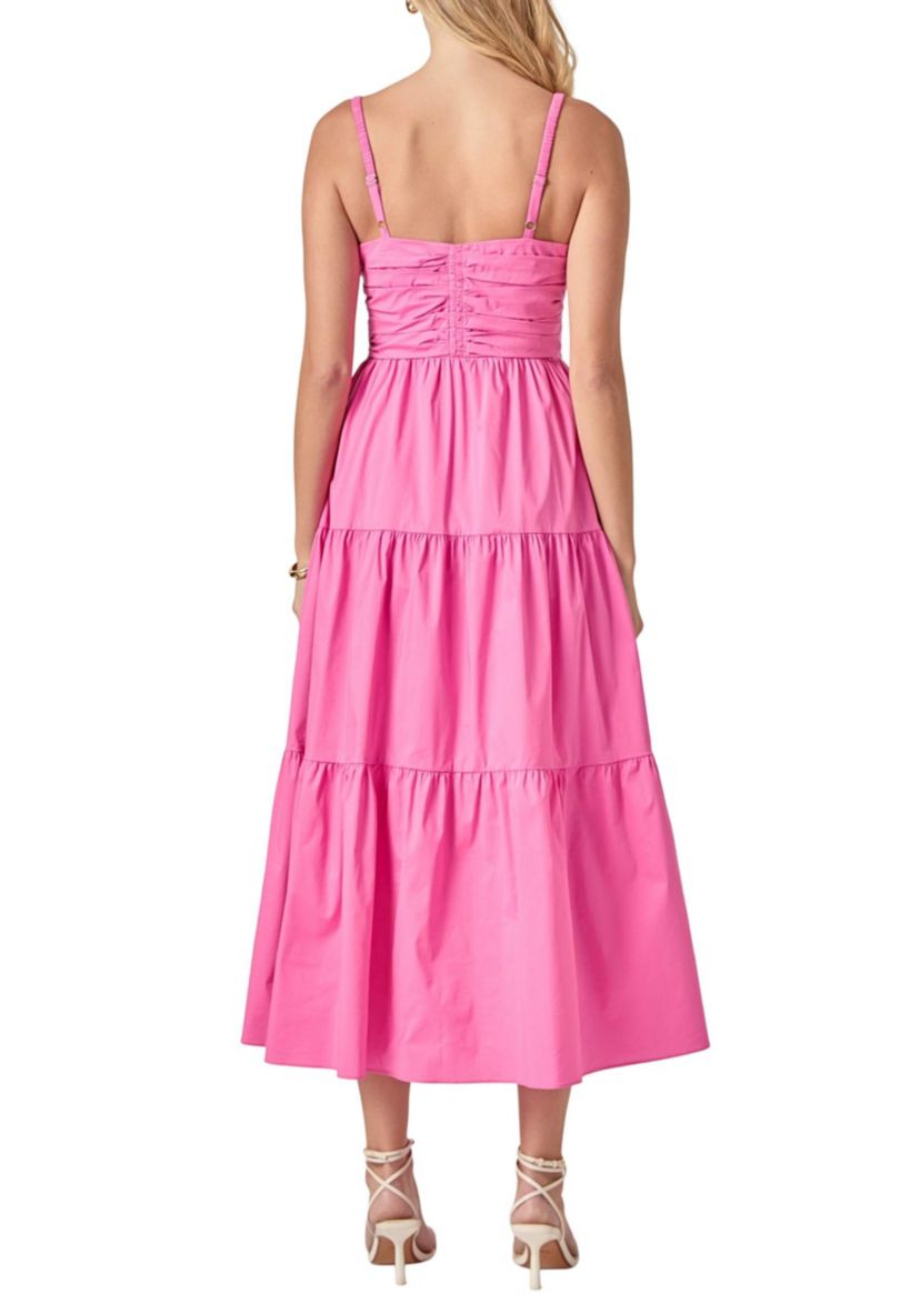 SLEEVELESS RUCHED MIDI DRESS