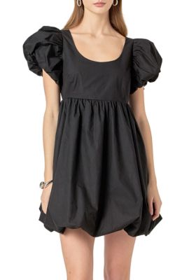 ENGLISH FACTORY Women's BUBBLE SCOOP NECK DRESS, Black, Small