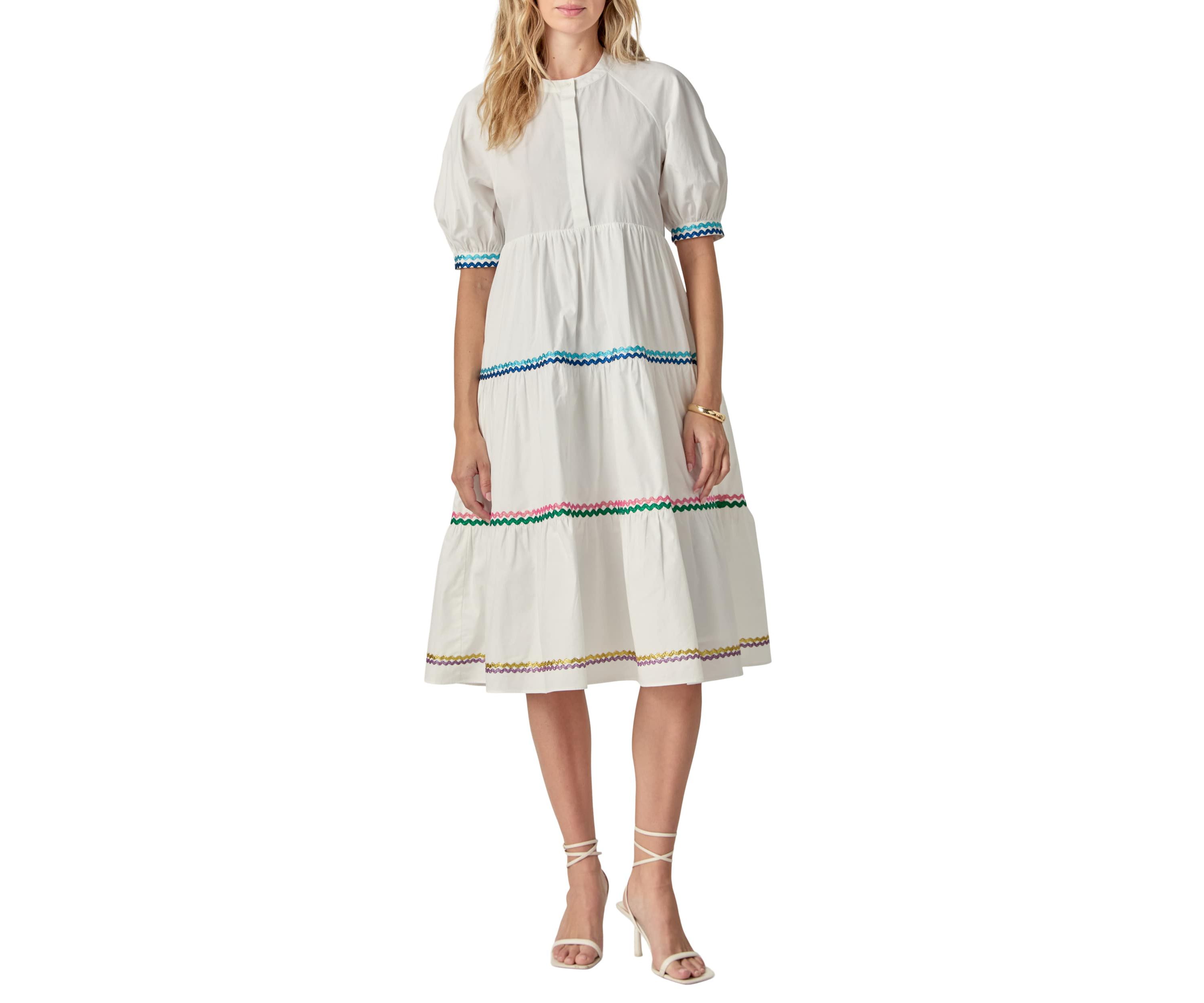 SCALLOP TRIMED MIDI DRESS