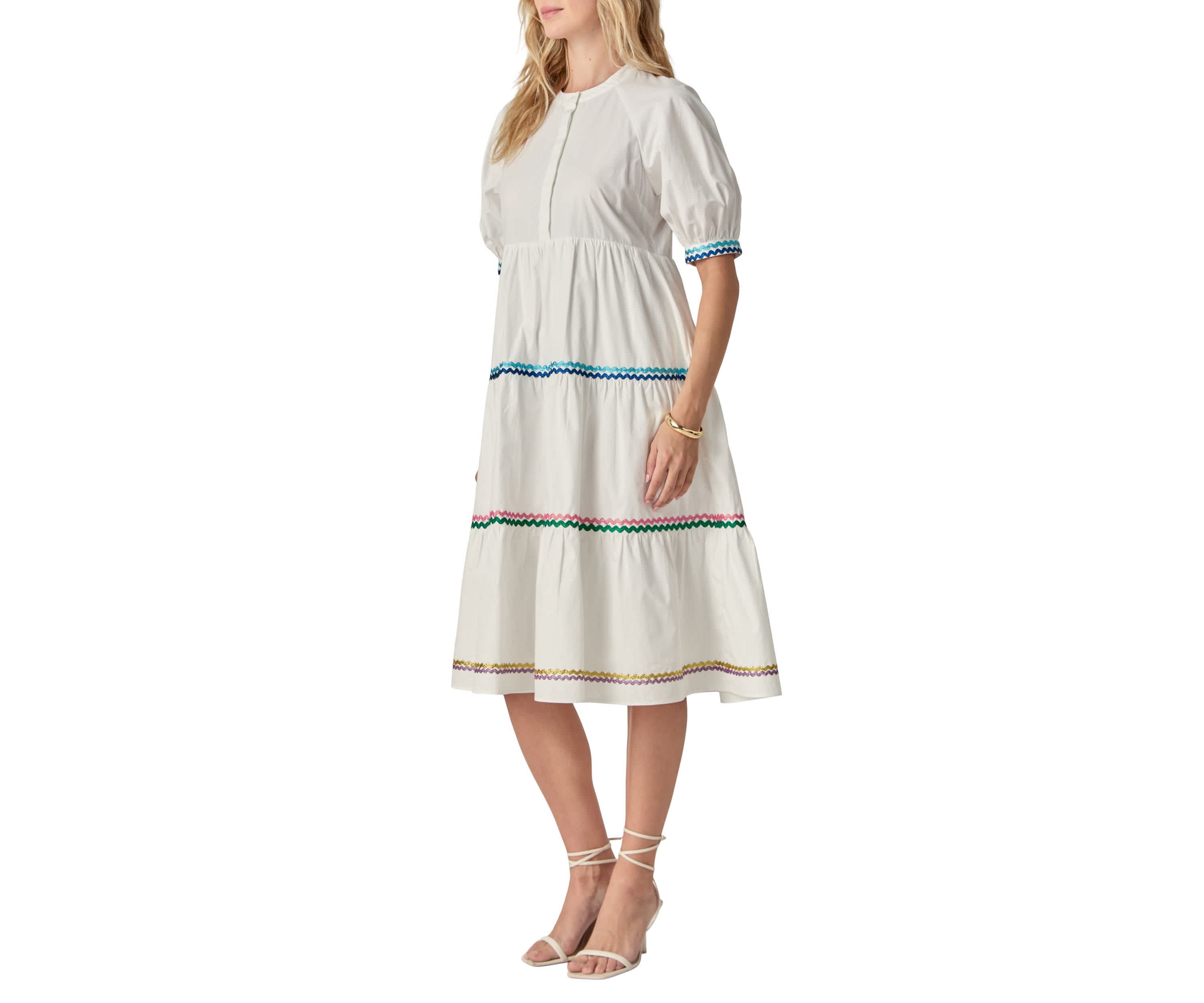 SCALLOP TRIMED MIDI DRESS